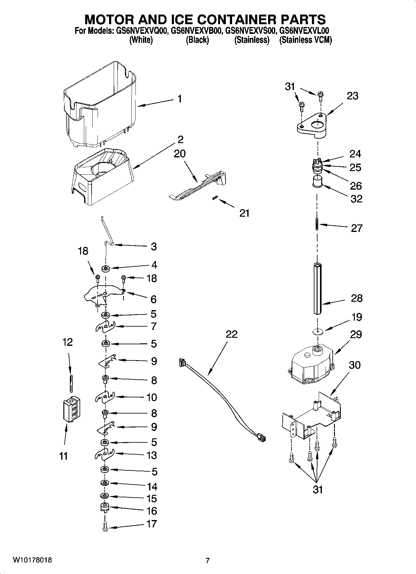 05 - MOTOR AND ICE CONTAINER PARTS