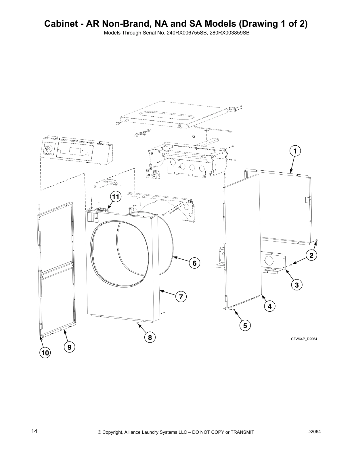 Cabinet - AR Non-Brand, NA and SA Models (Drawing 1 of 2)