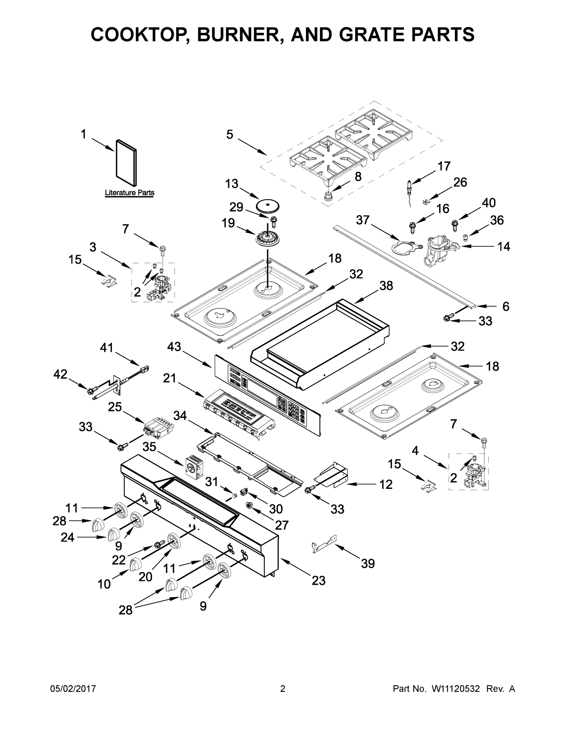 02 - COOKTOP, BURNER, AND GRATE PARTS