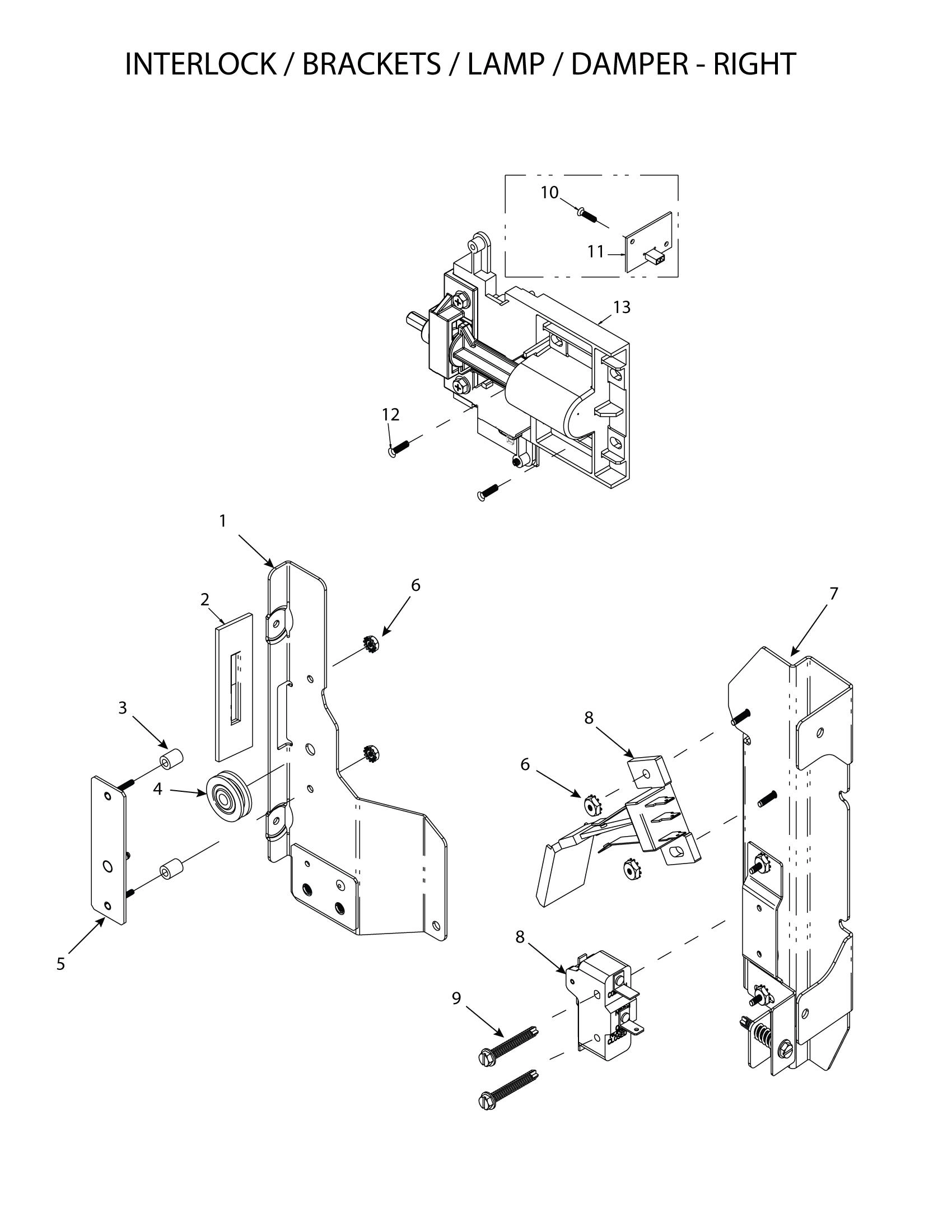 INTERLOCK / BRACKETS / LAMP / DAMPER - RIGHT