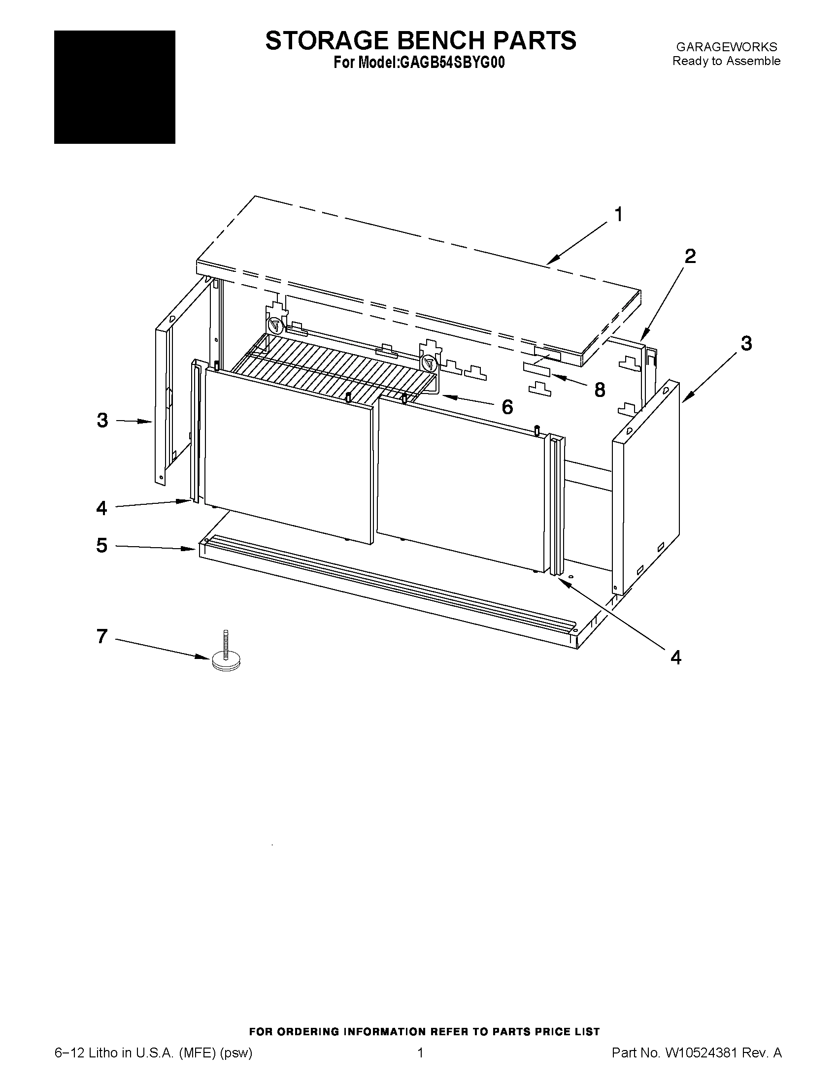 01 - STORAGE BENCH PARTS