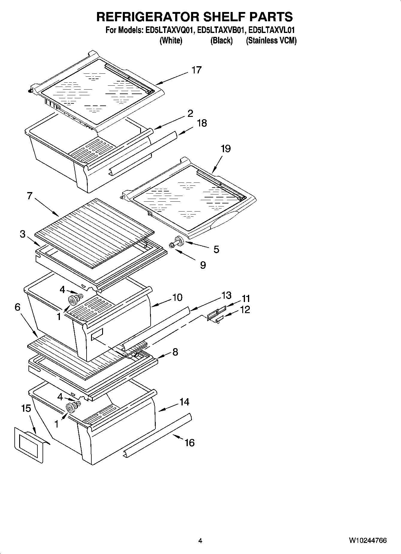 03 - REFRIGERATOR SHELF PARTS