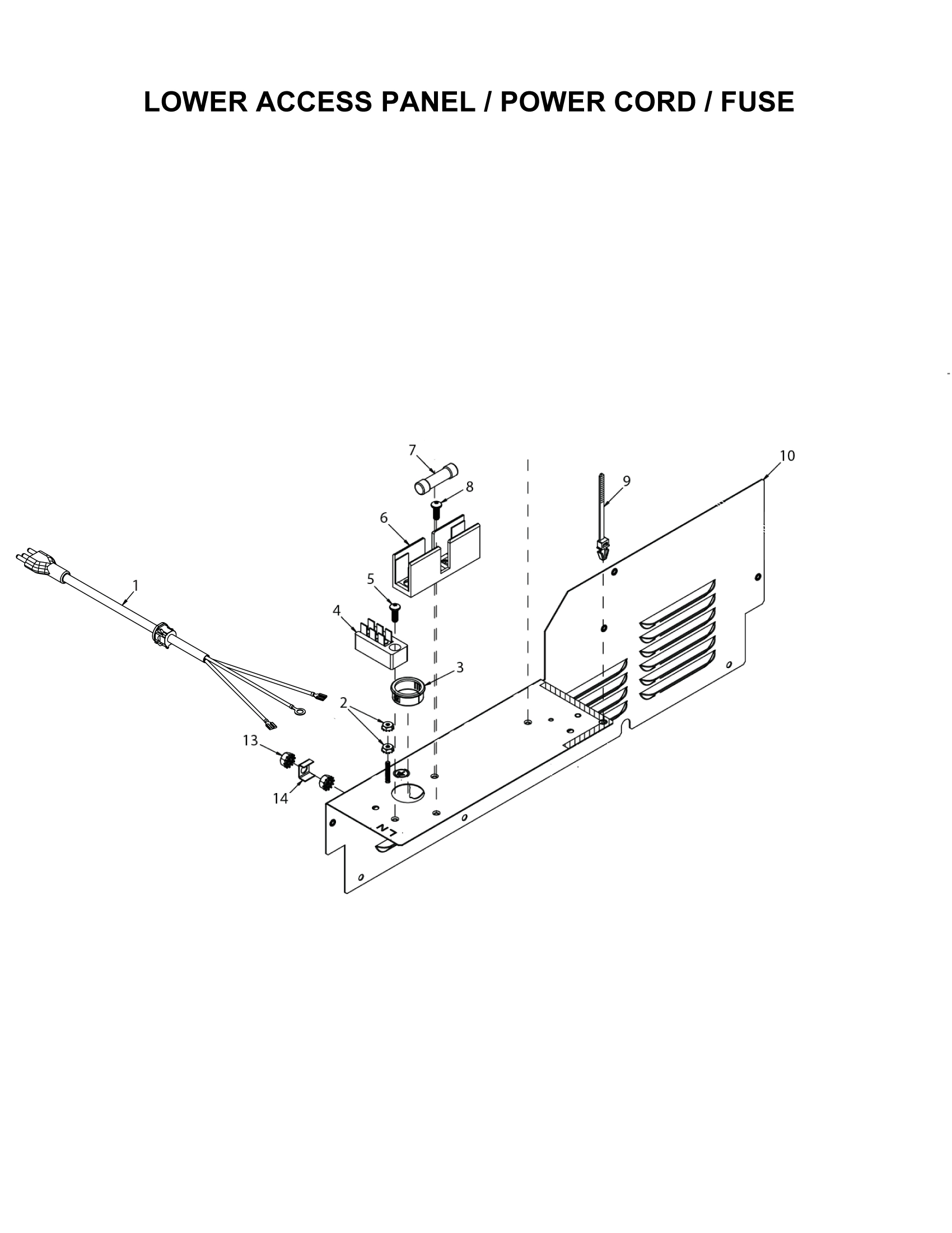 LOWER ACCESS PANEL / POWER CORD / FUSE