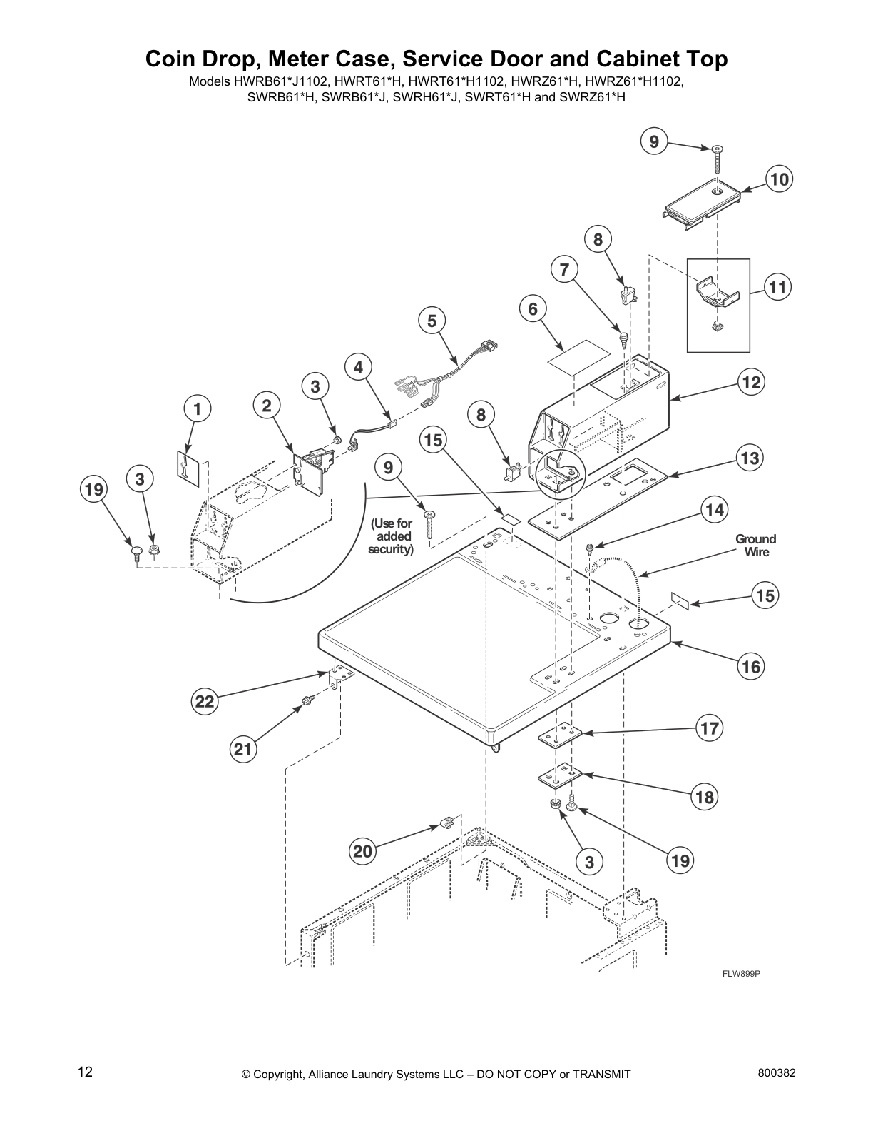 Coin Drop, Meter Case, Service Door and Cabinet Top