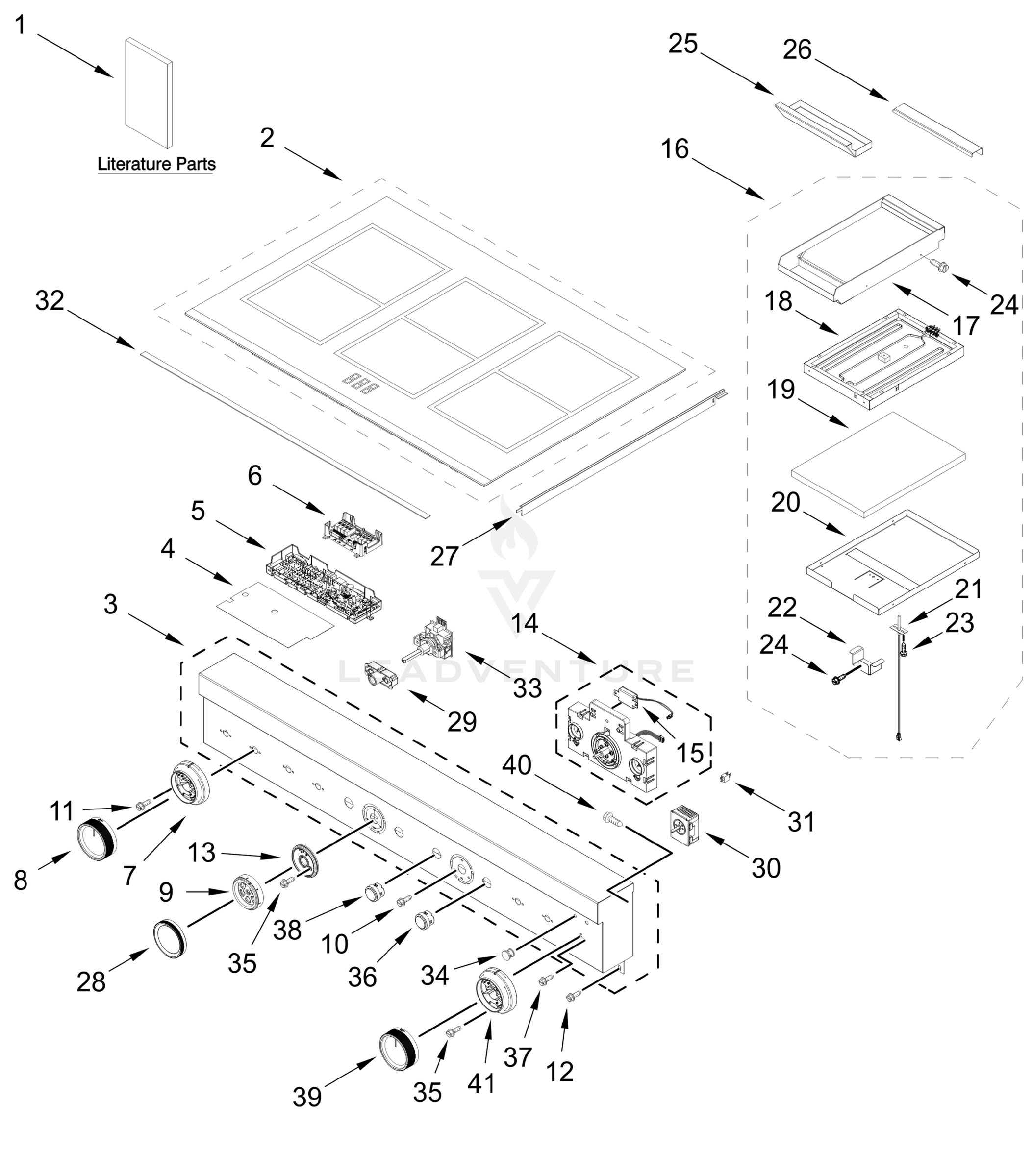COOKTOP, CONSOLE, AND GRIDDLE PARTS