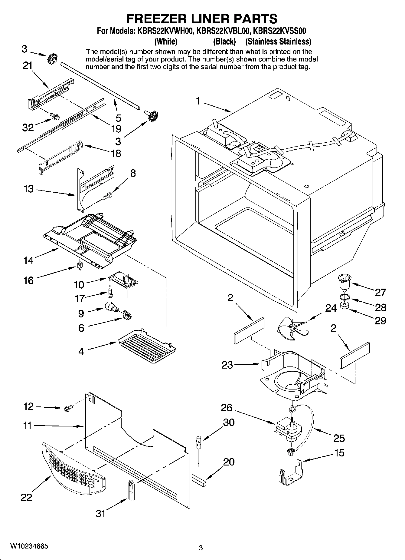 02 - FREEZER LINER PARTS