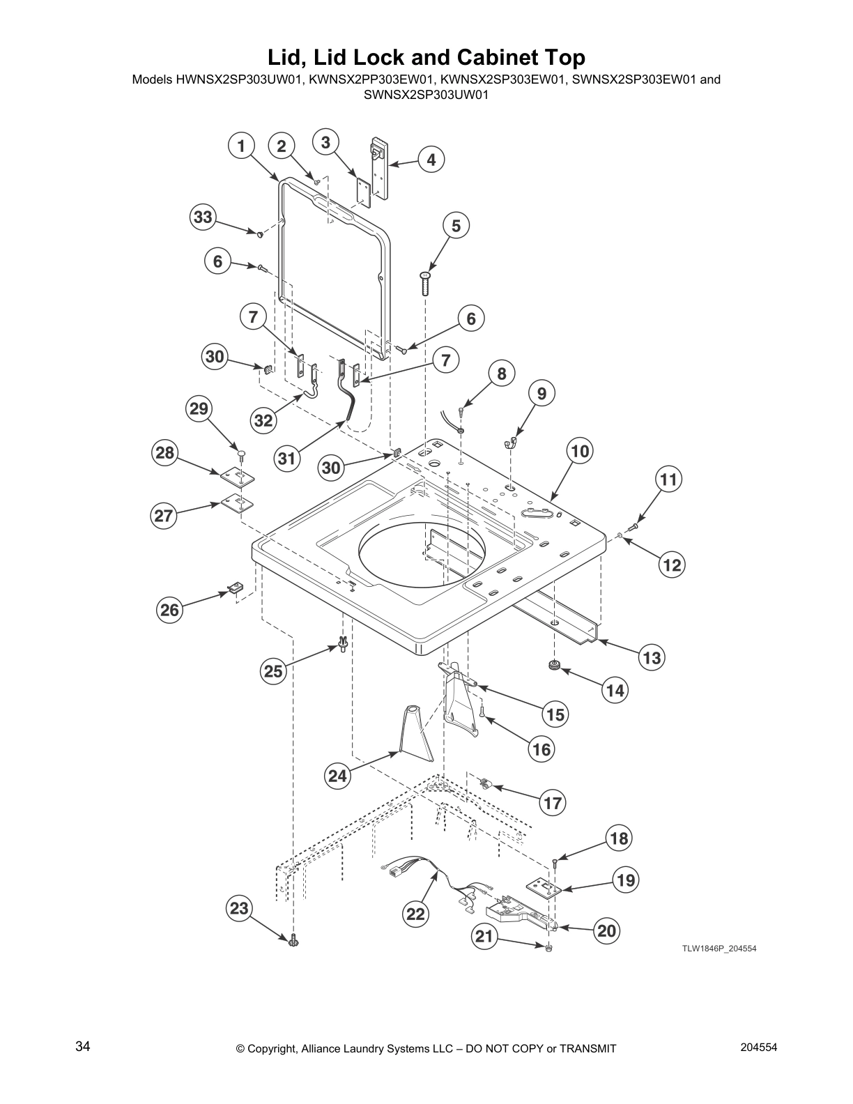 Lid, Lid Lock and Cabinet Top