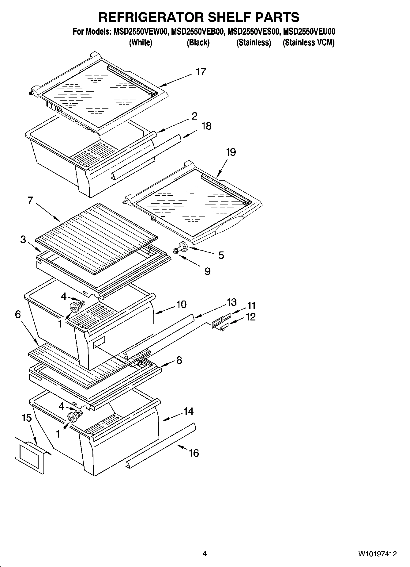03 - REFRIGERATOR SHELF PARTS