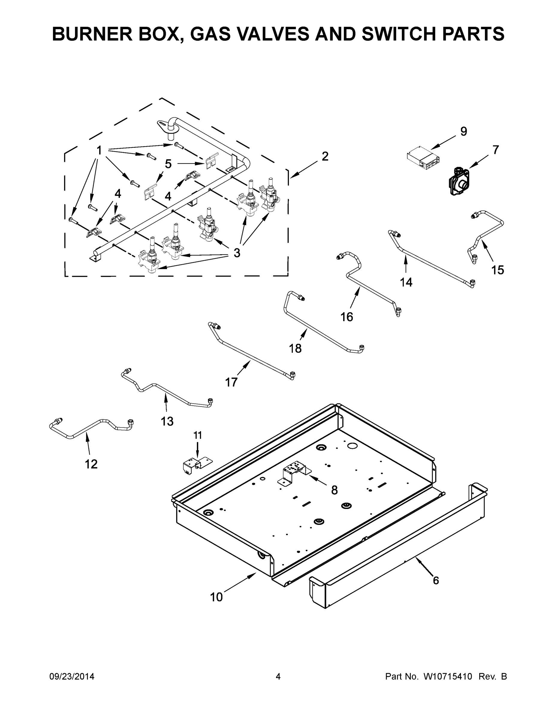 03 - BURNER BOX, GAS VALVES AND SWITCH PARTS