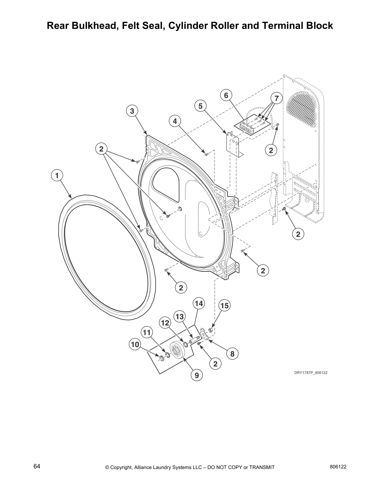 Rear Bulkhead, Felt Seal, Cylinder Roller and Terminal Block