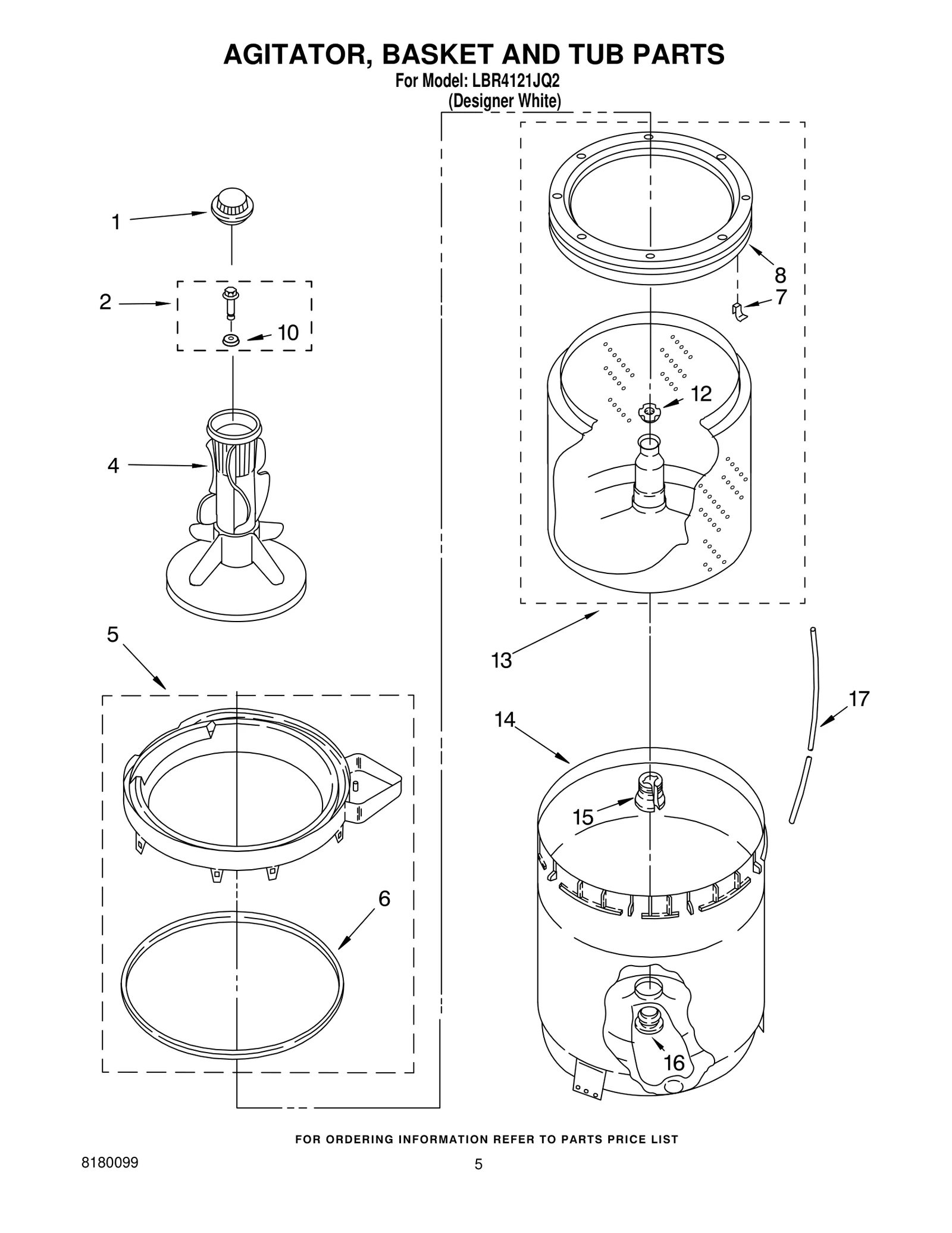 AGITATOR, BASKET AND TUB PARTS