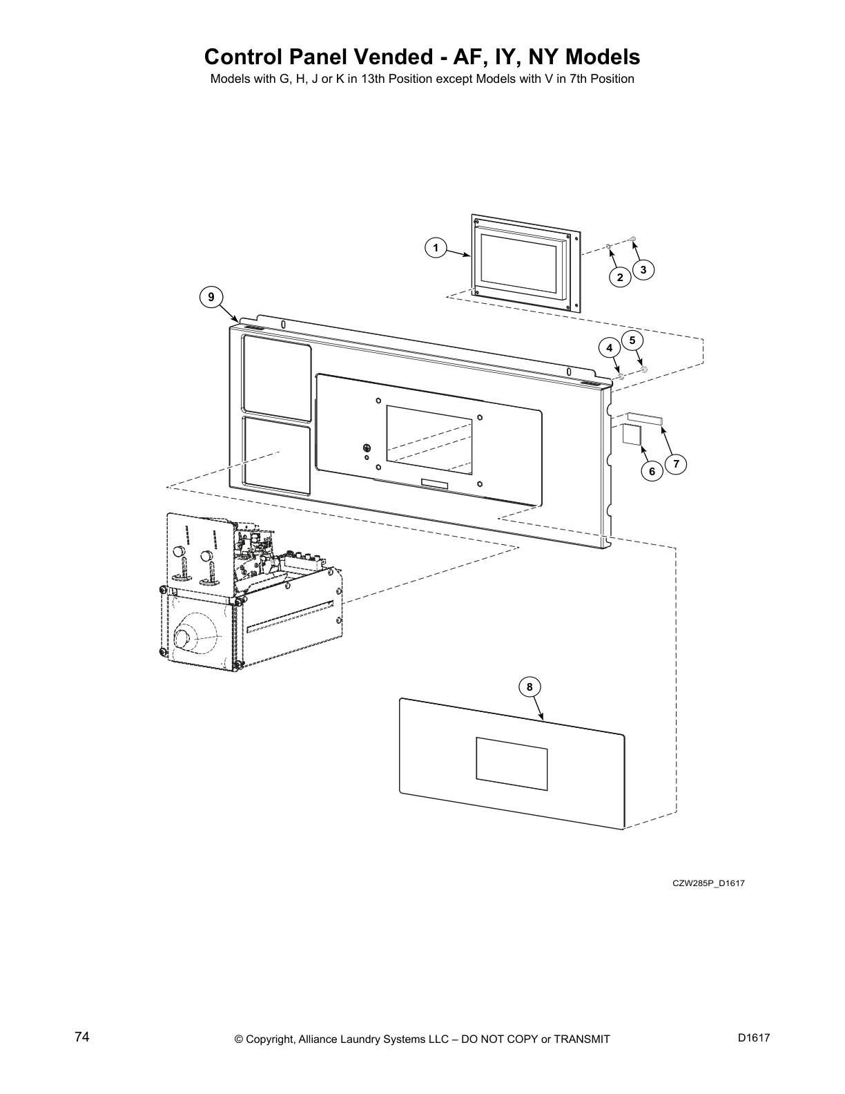 Control Panel Vended - AF, IY, NY Models