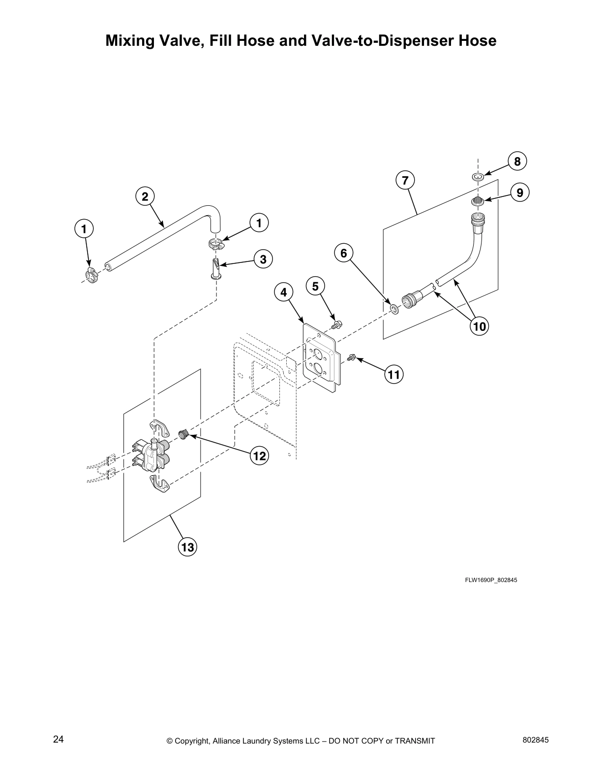 Mixing Valve, Fill Hose and Valve-to-Dispenser Hose