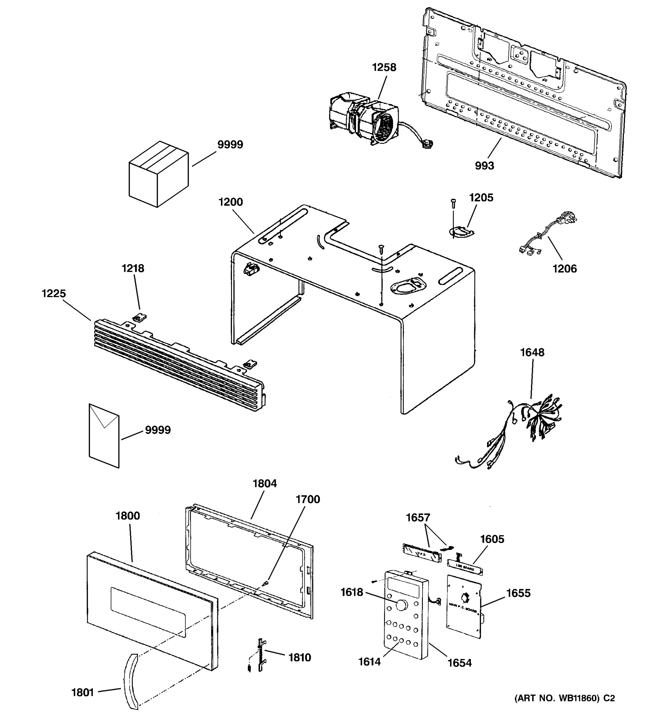 DOOR, CONTROLS, GRILLE & CASE