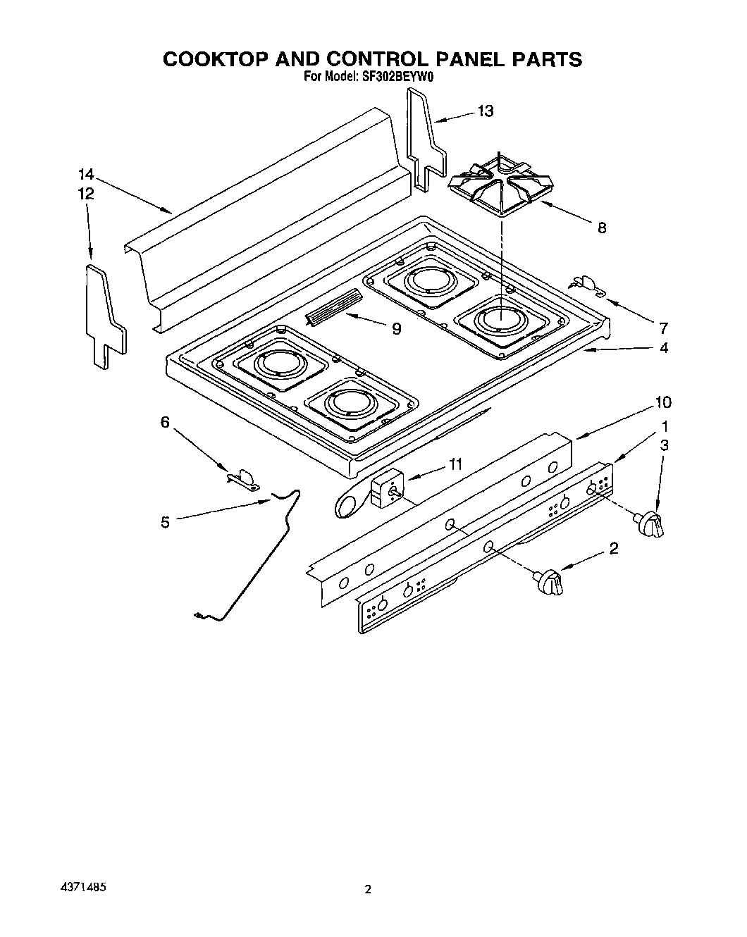 02 - COOKTOP AND CONTROL PANEL, LIT/OPTI