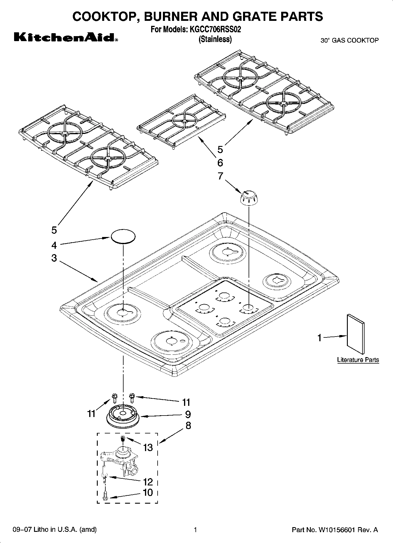 01 - COOKTOP, BURNER AND GRATE PARTS
