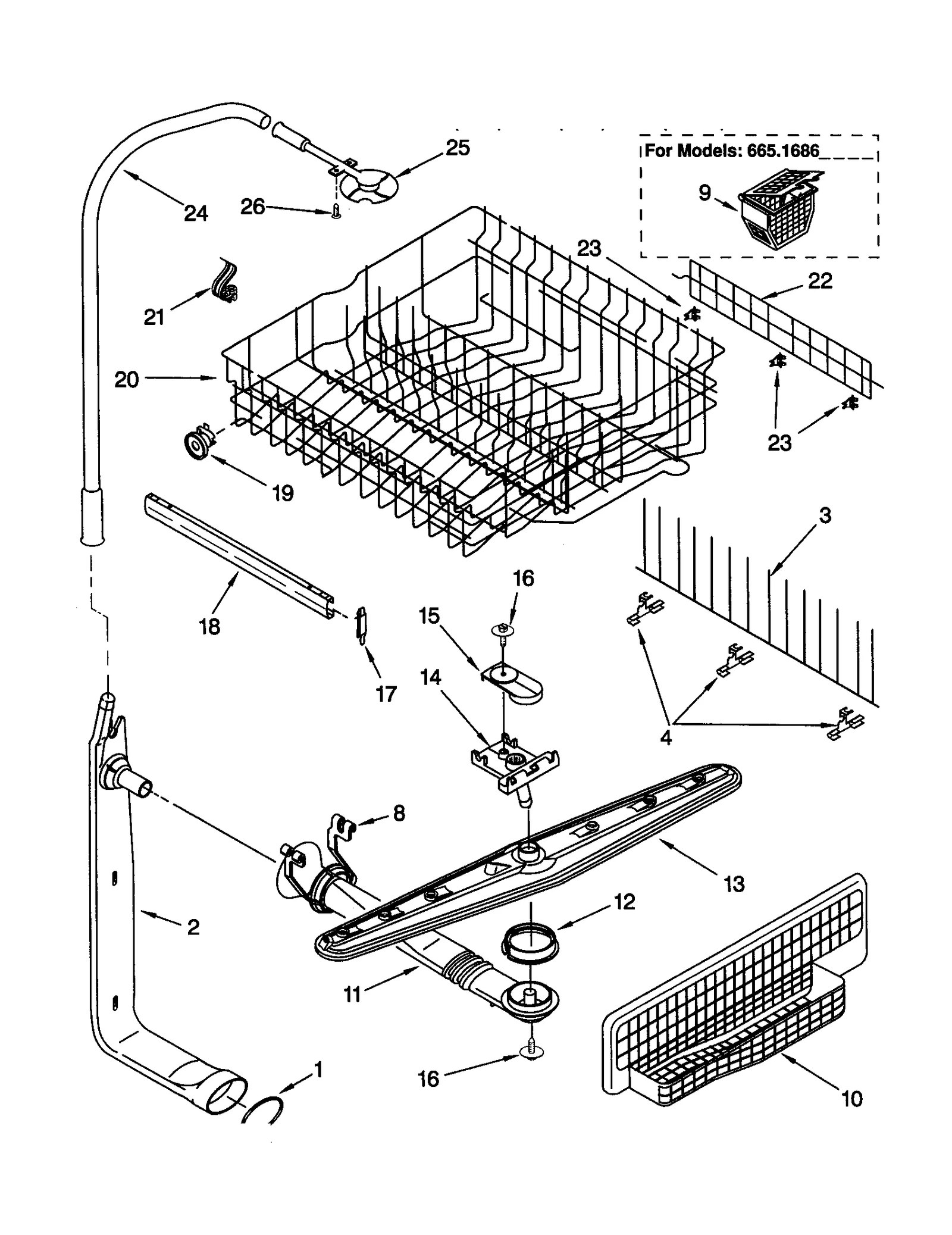 UPPER DISHRACK AND WATER FEED