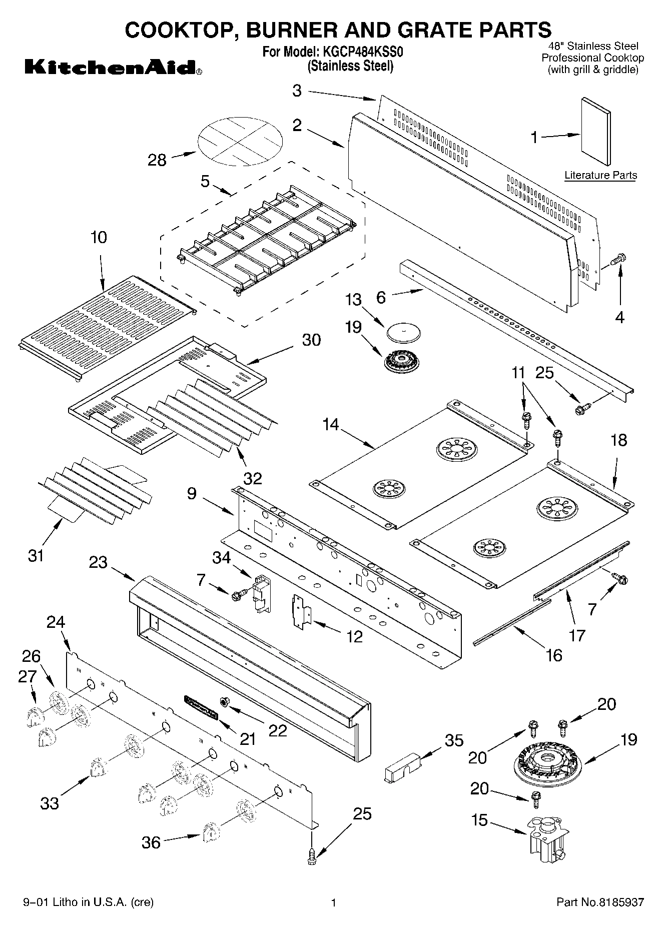 01 - COOKTOP, BURNER AND GRATE PARTS