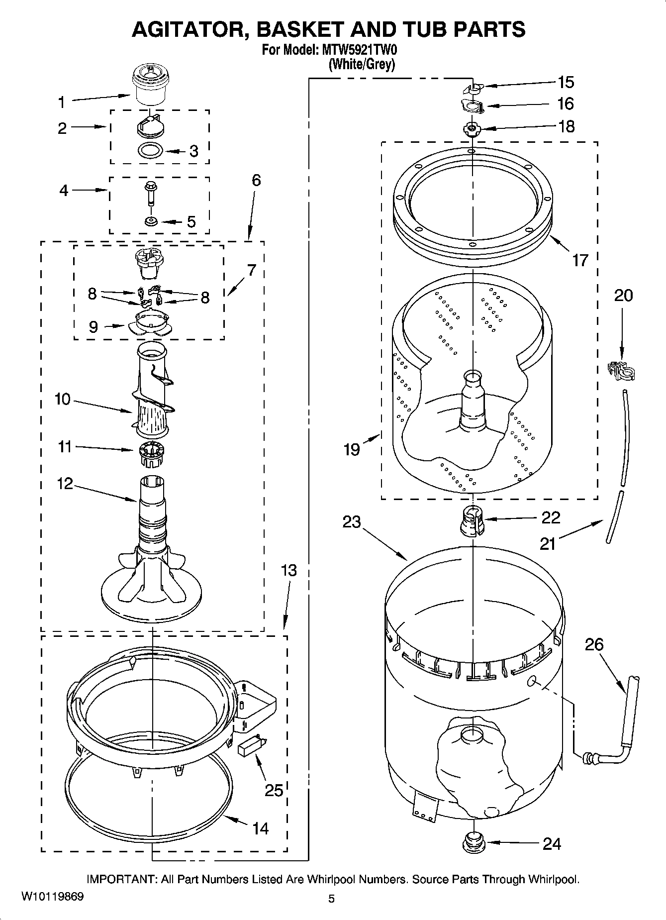 03 - AGITATOR, BASKET AND TUB PARTS