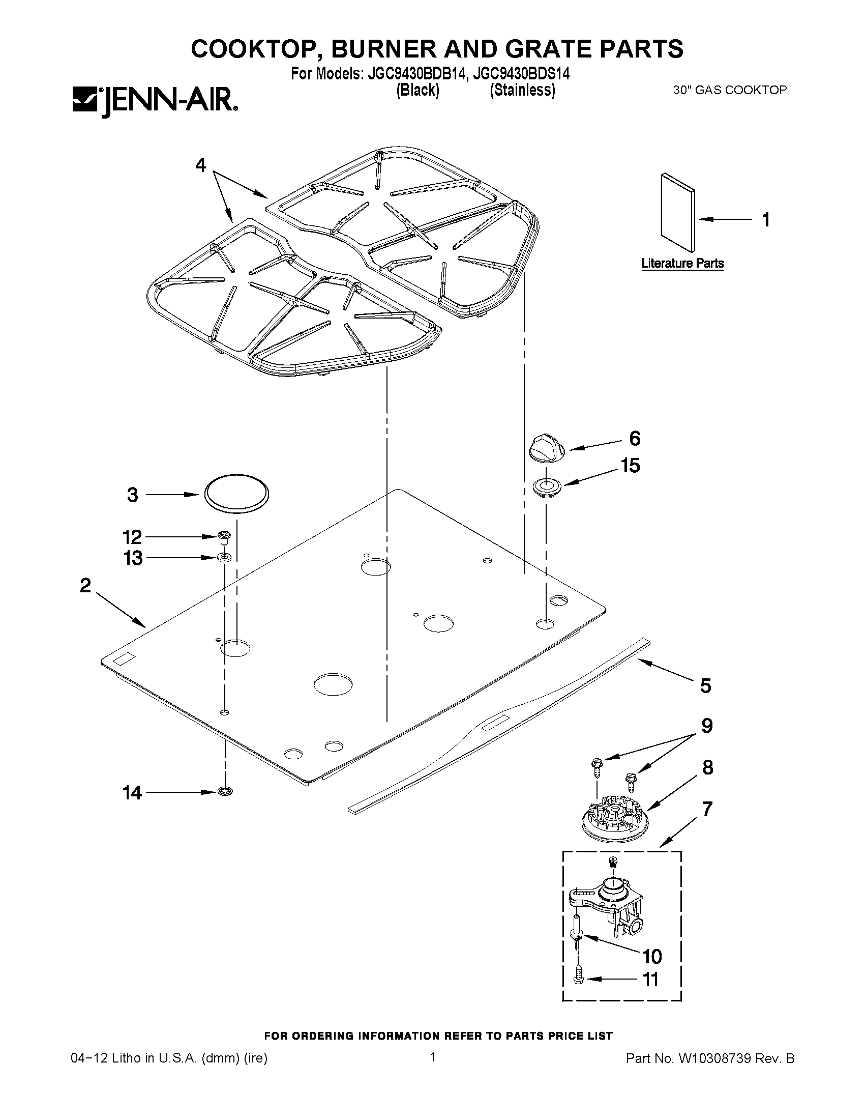 01 - COOKTOP, BURNER AND GRATE PARTS