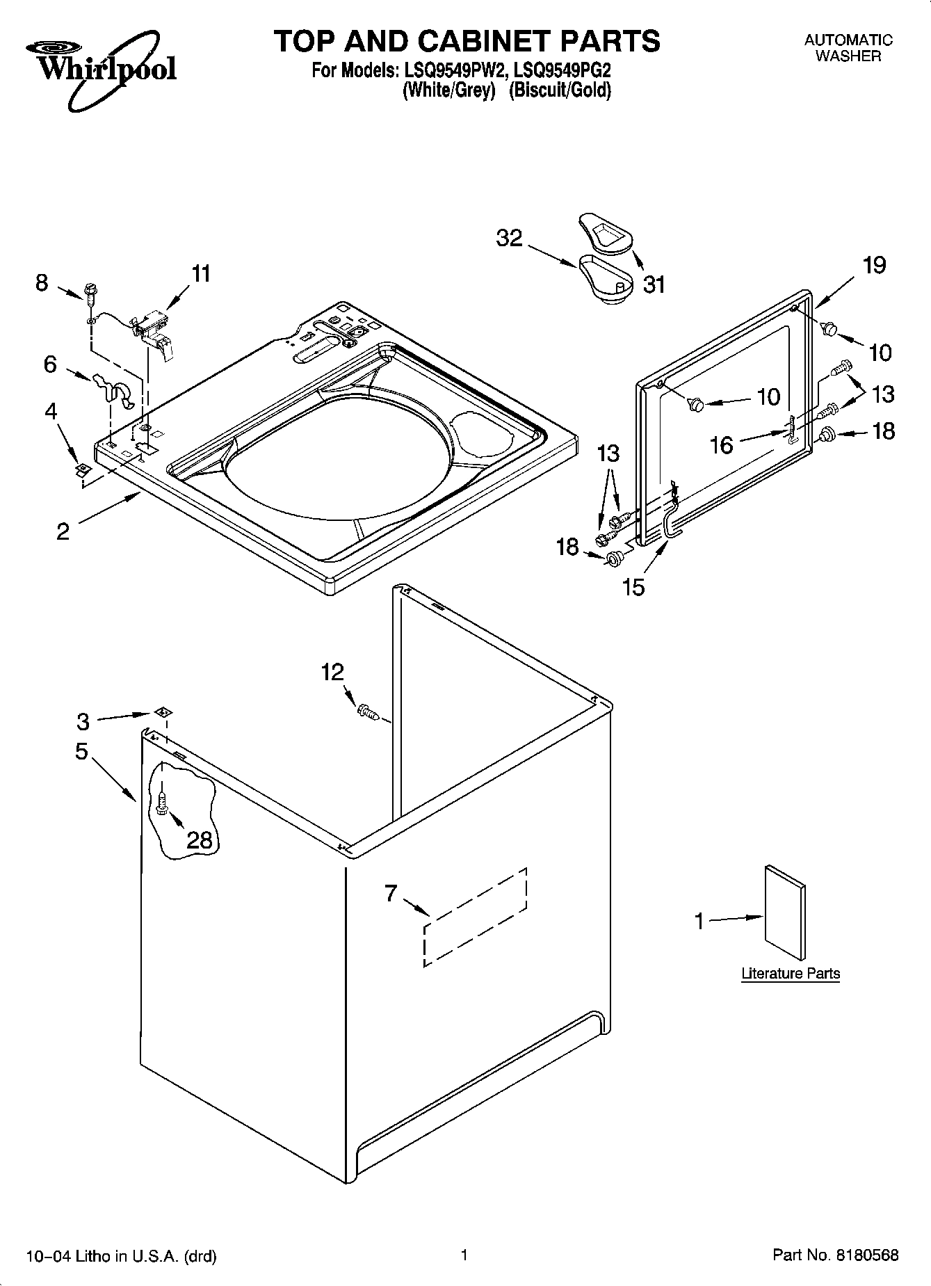01 - TOP AND CABINET PARTS