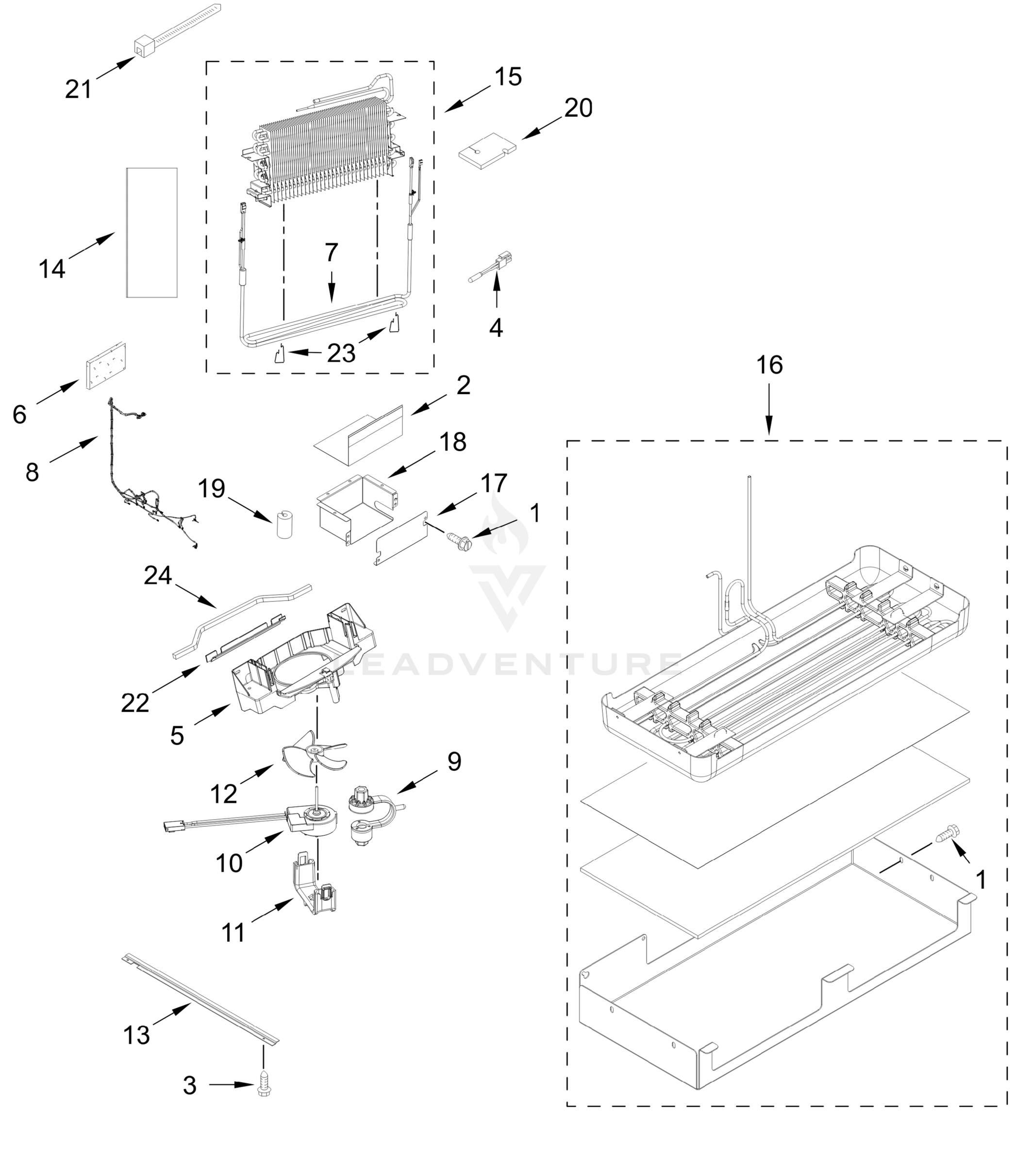 LOWER UNIT AND TUBE PARTS
