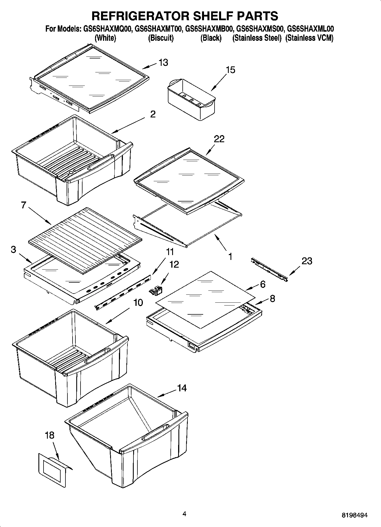 03 - REFRIGERATOR SHELF PARTS