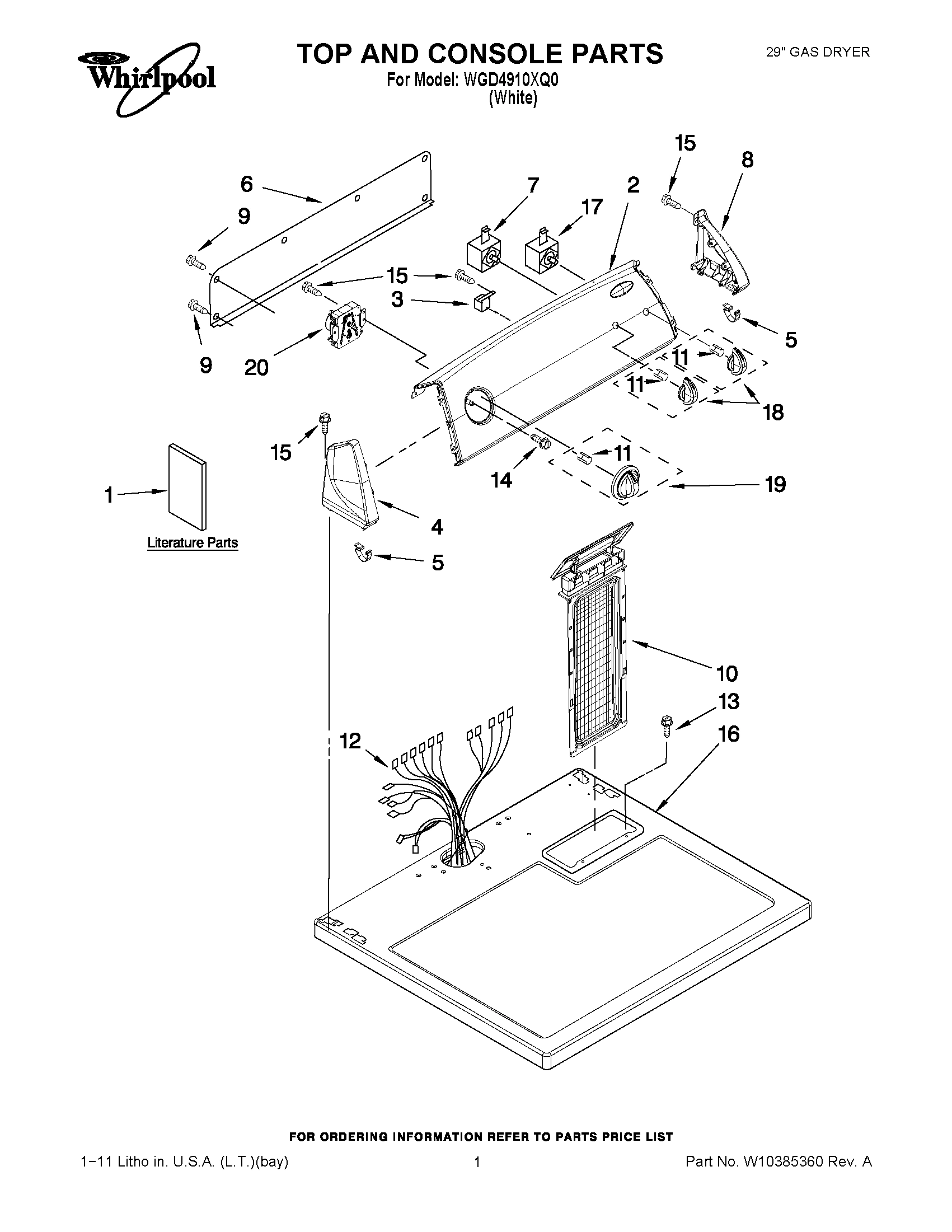 01 - TOP AND CONSOLE PARTS