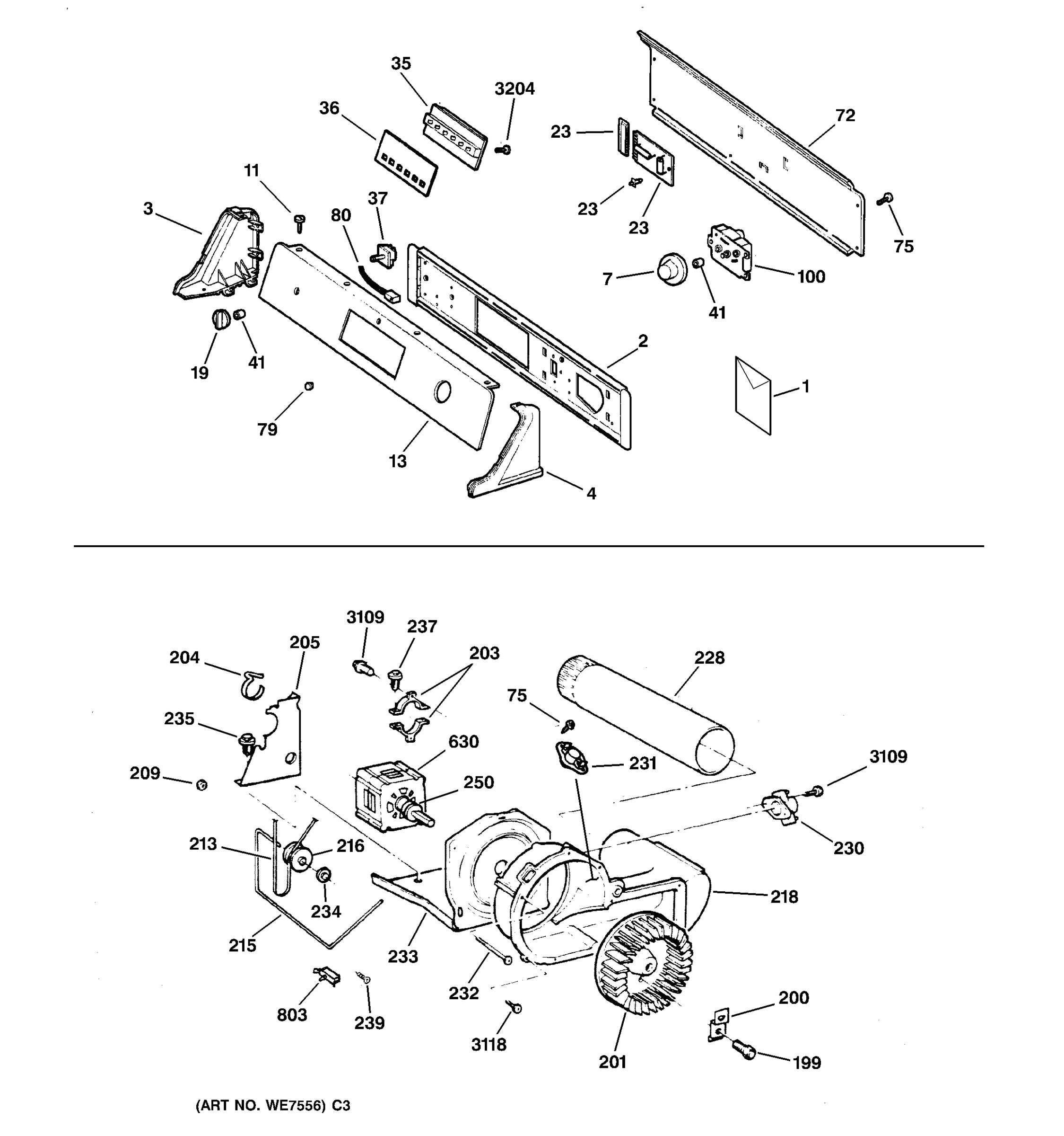 BACKSPLASH, BLOWER & MOTOR