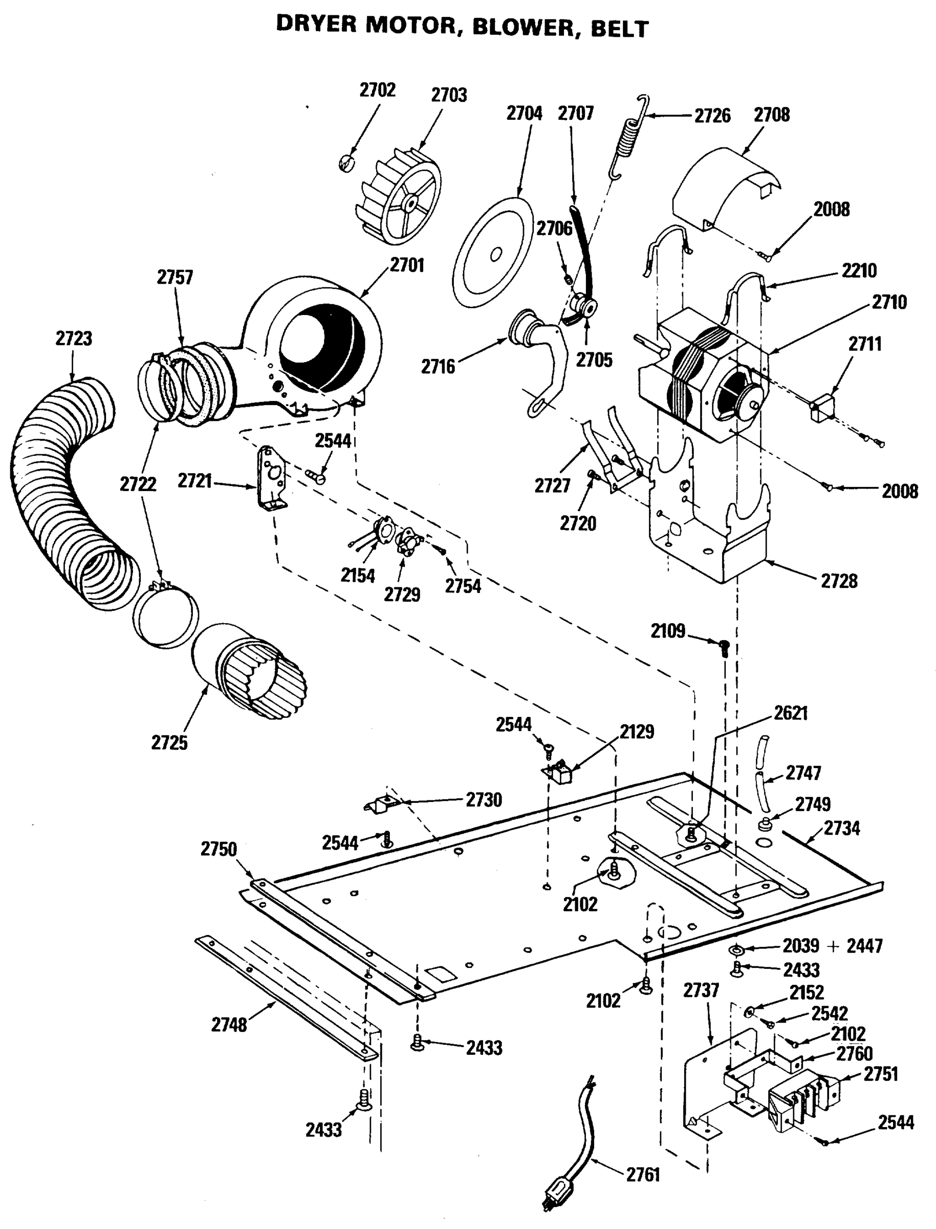 DRYER MOTOR, BLOWER, BELT