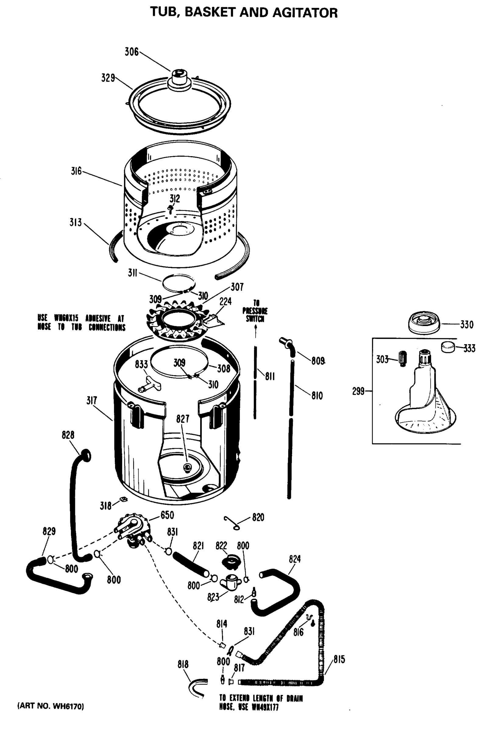 TUB, BASKET AND AGITATOR