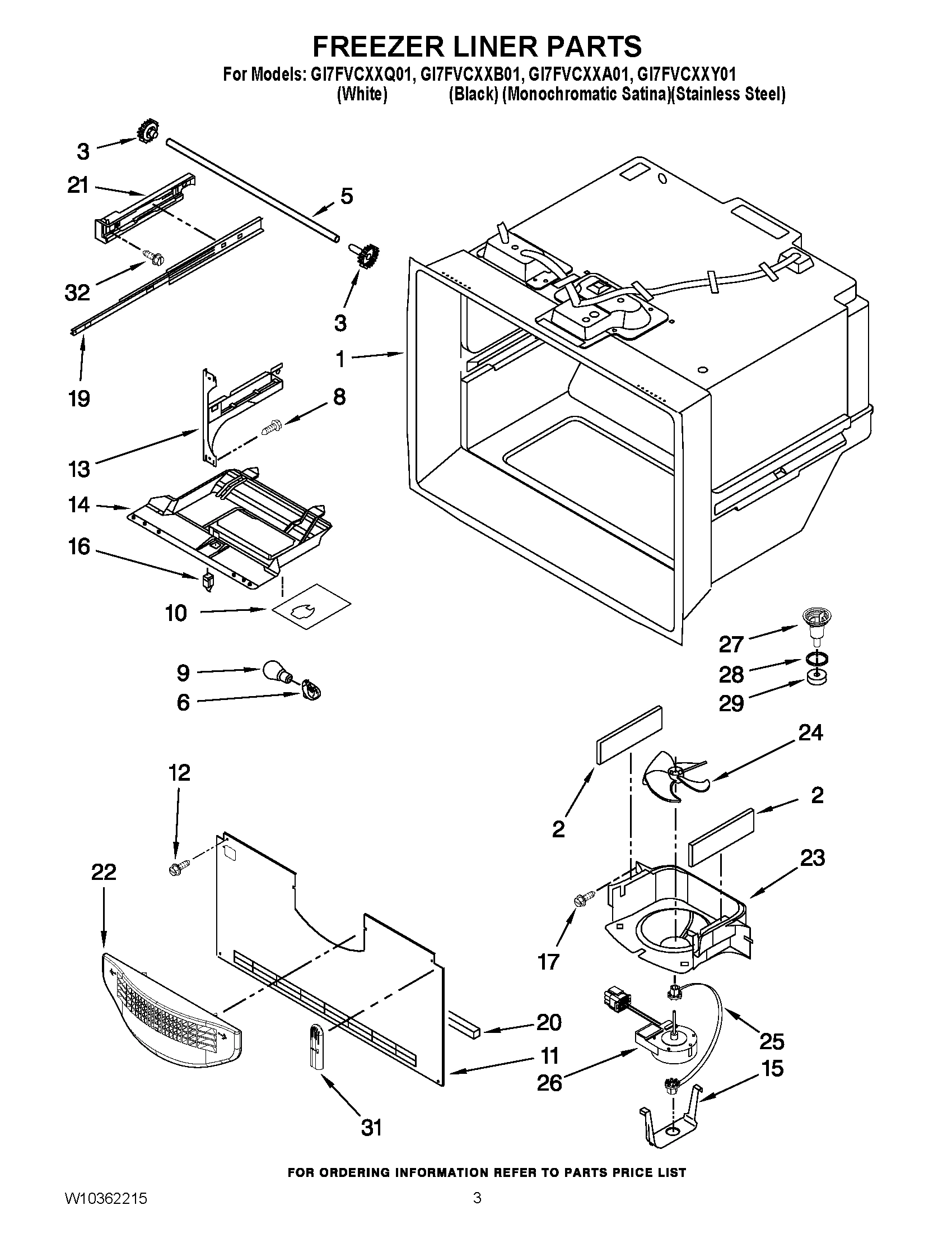 02 - FREEZER LINER PARTS