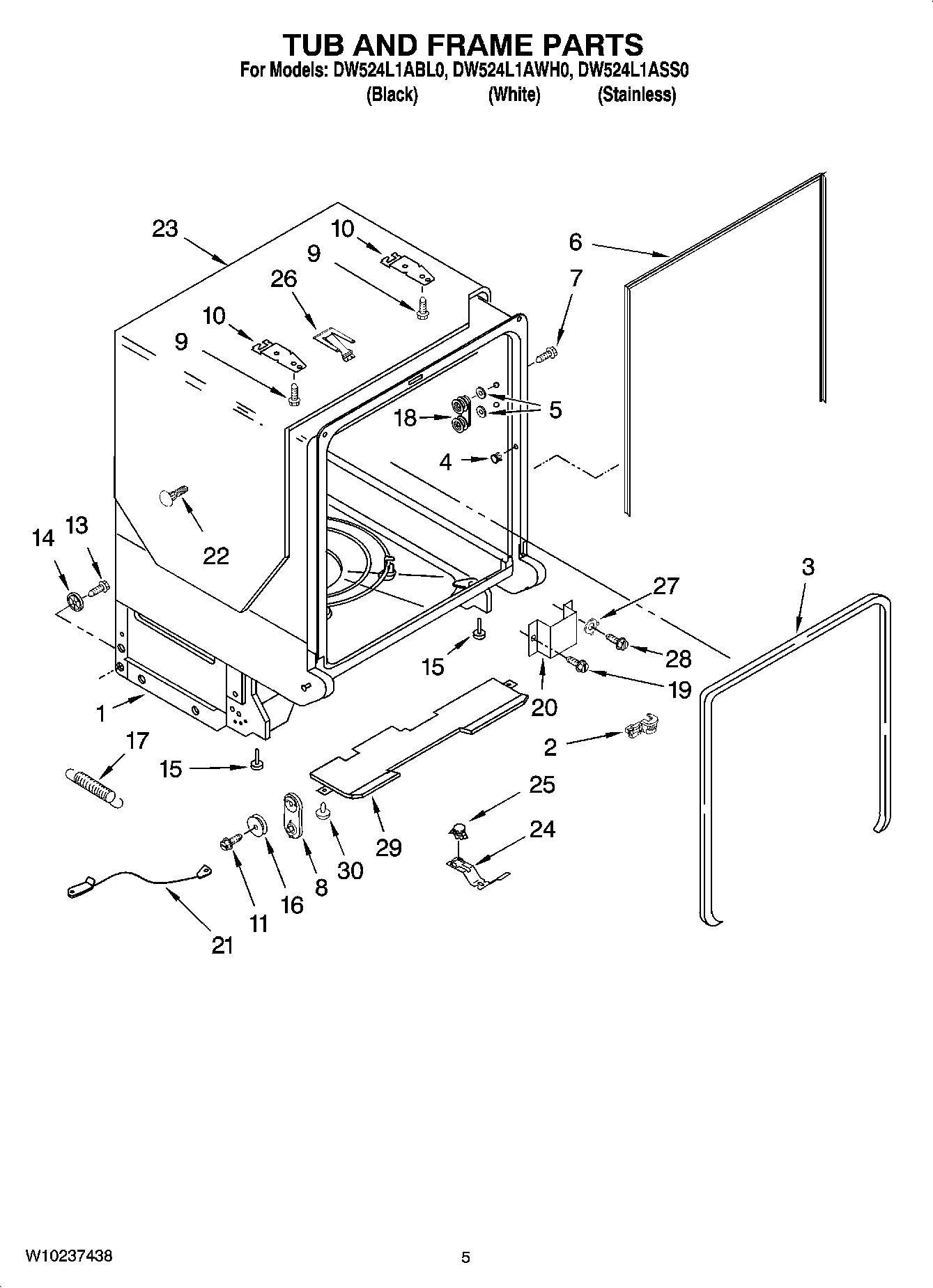 05 - TUB AND FRAME PARTS