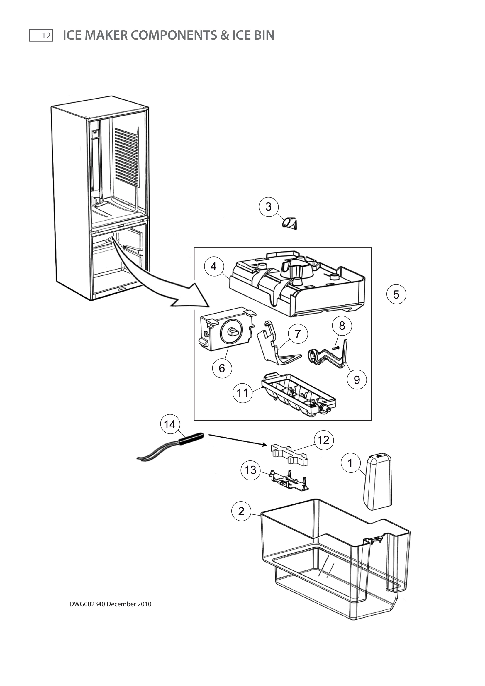 ICE MAKER COMPONENTS & ICE BIN