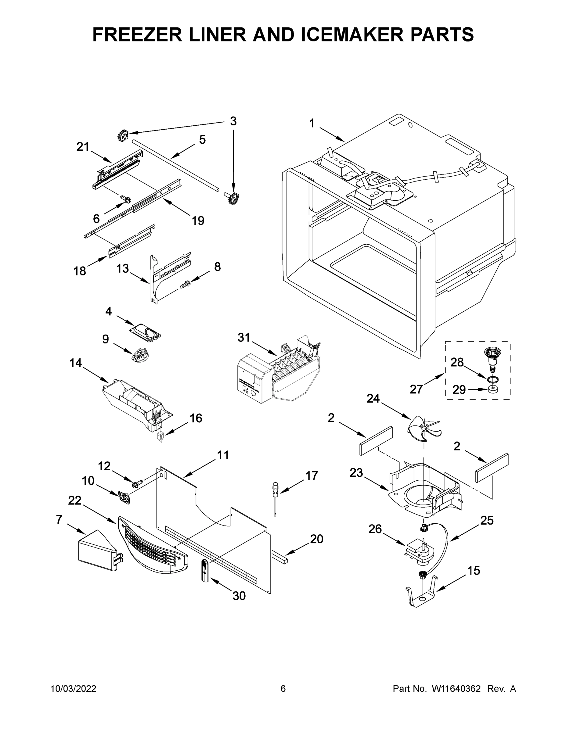 04 - FREEZER LINER AND ICEMAKER PARTS