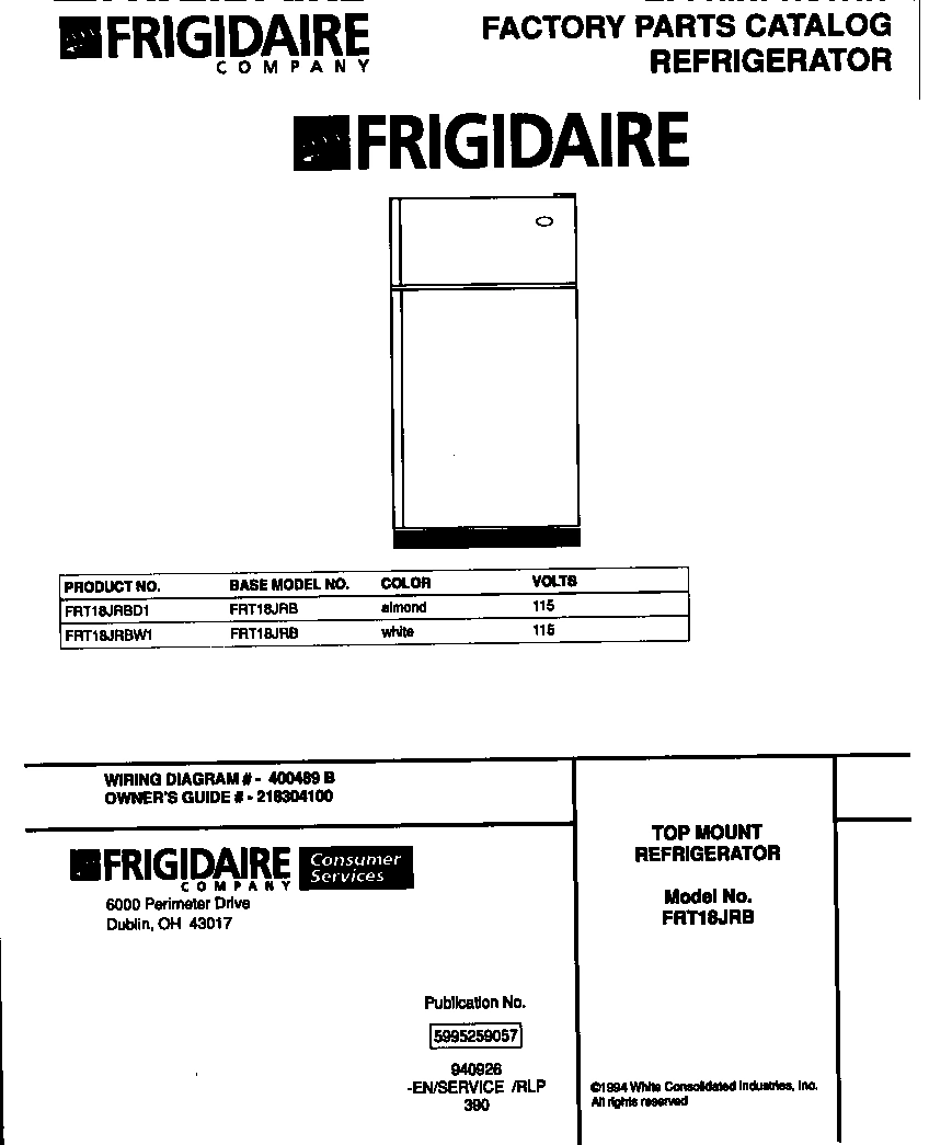 01 - TOP MOUNT REFRIGERATOR