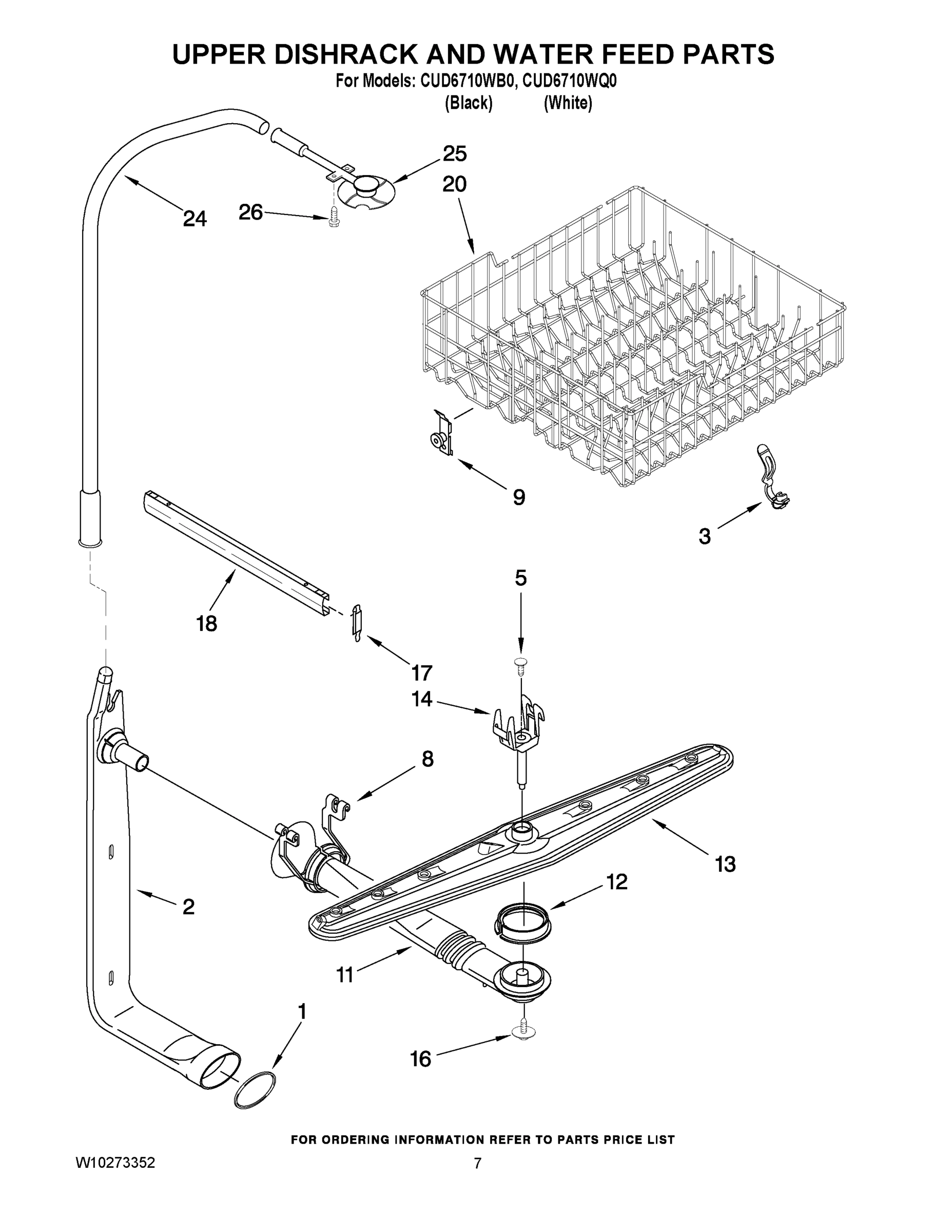 05 - UPPER DISHRACK AND WATER FEED PARTS