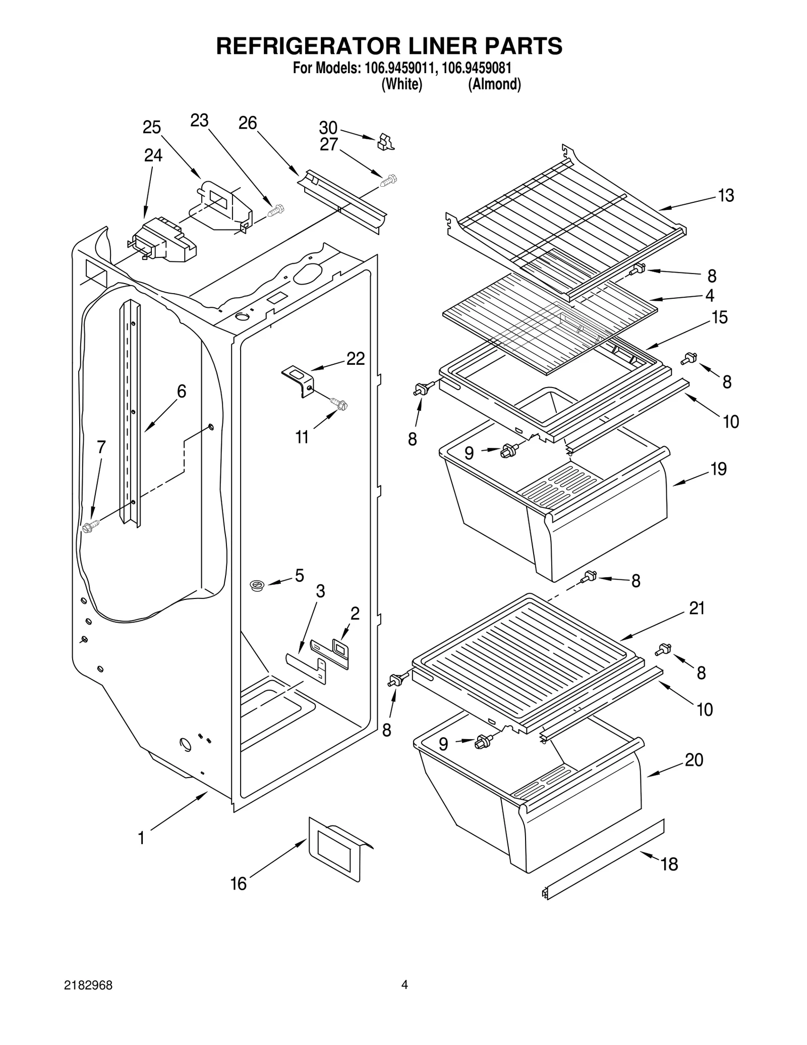 REFRIGERATOR LINER PARTS