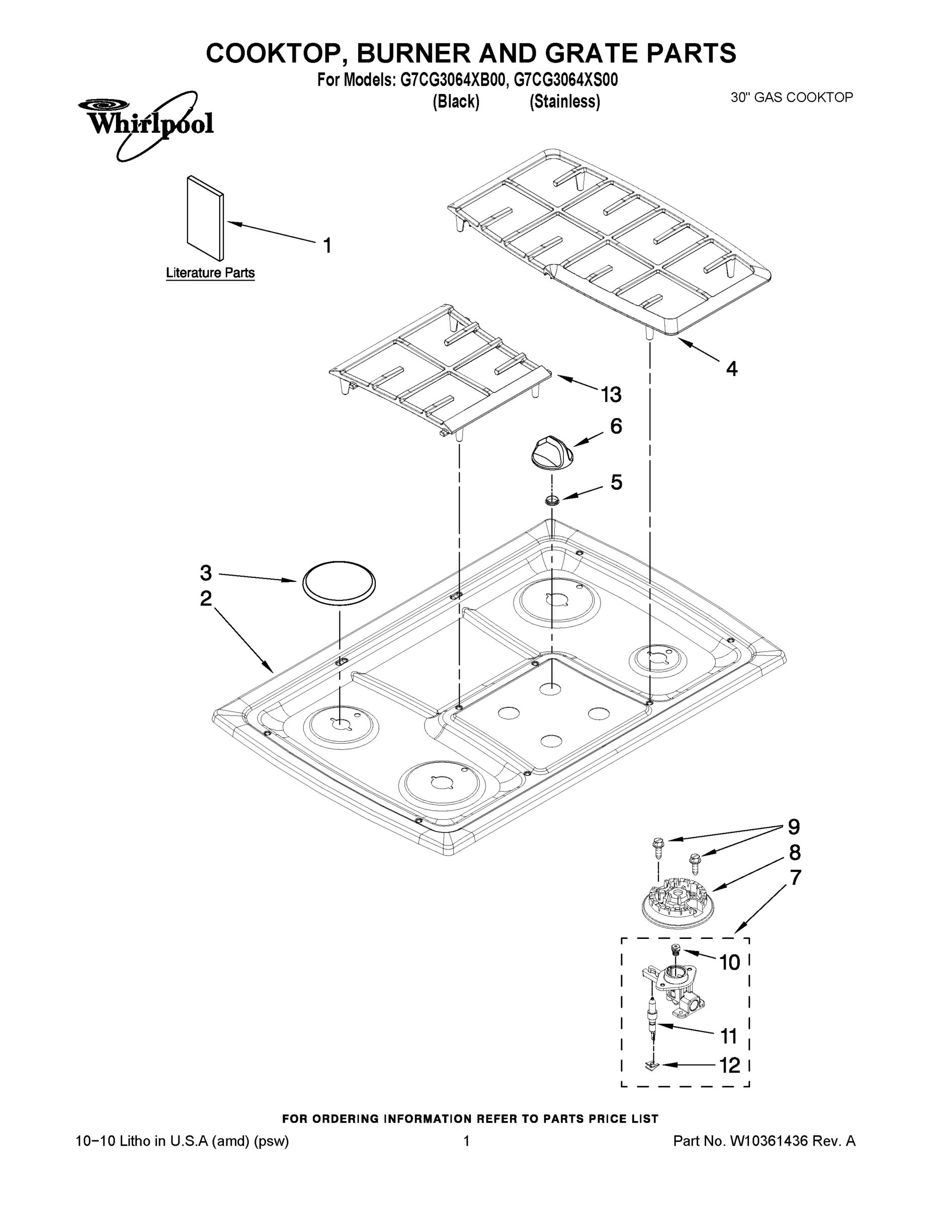 01 - COOKTOP, BURNER AND GRATE PARTS