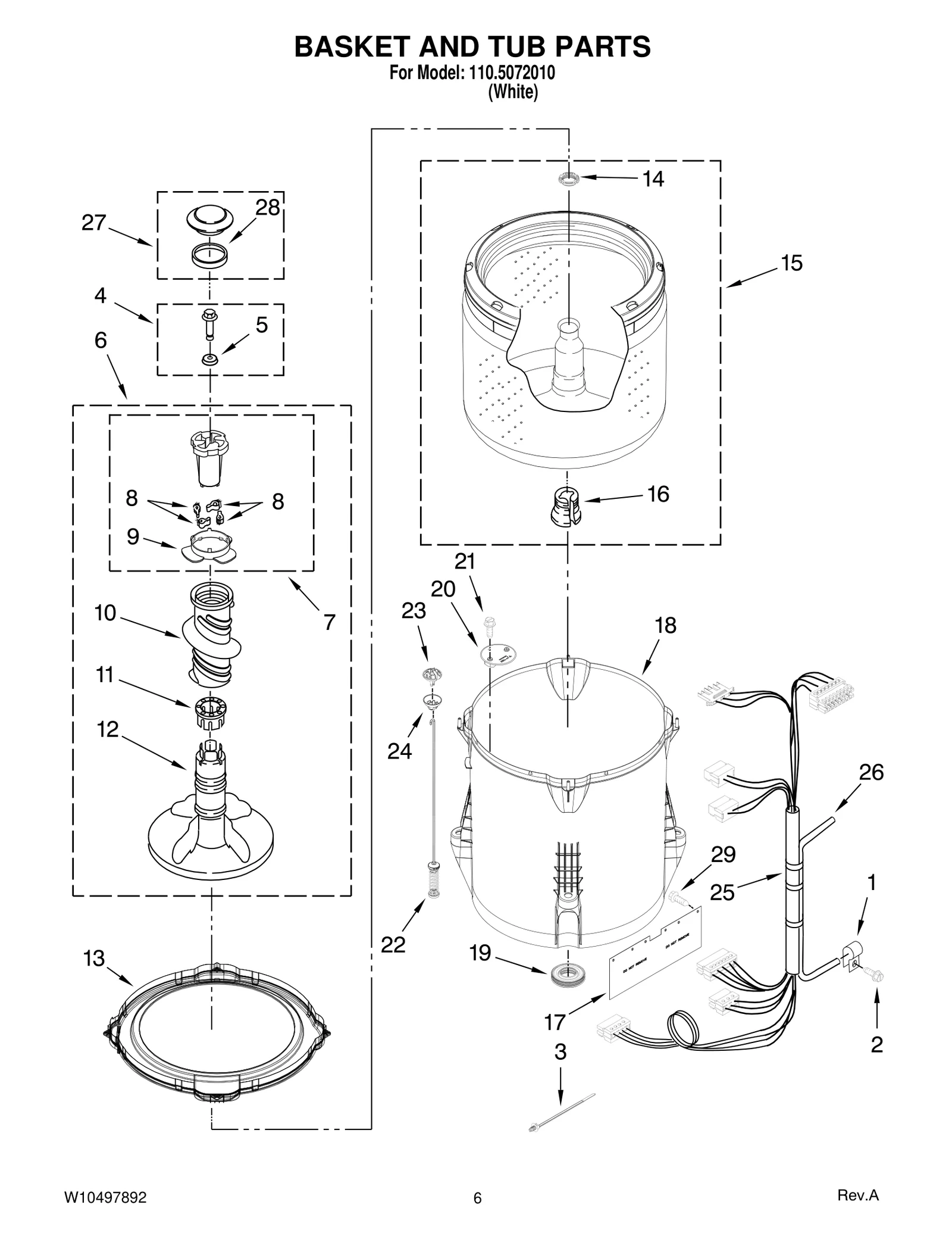 BASKET AND TUB PARTS