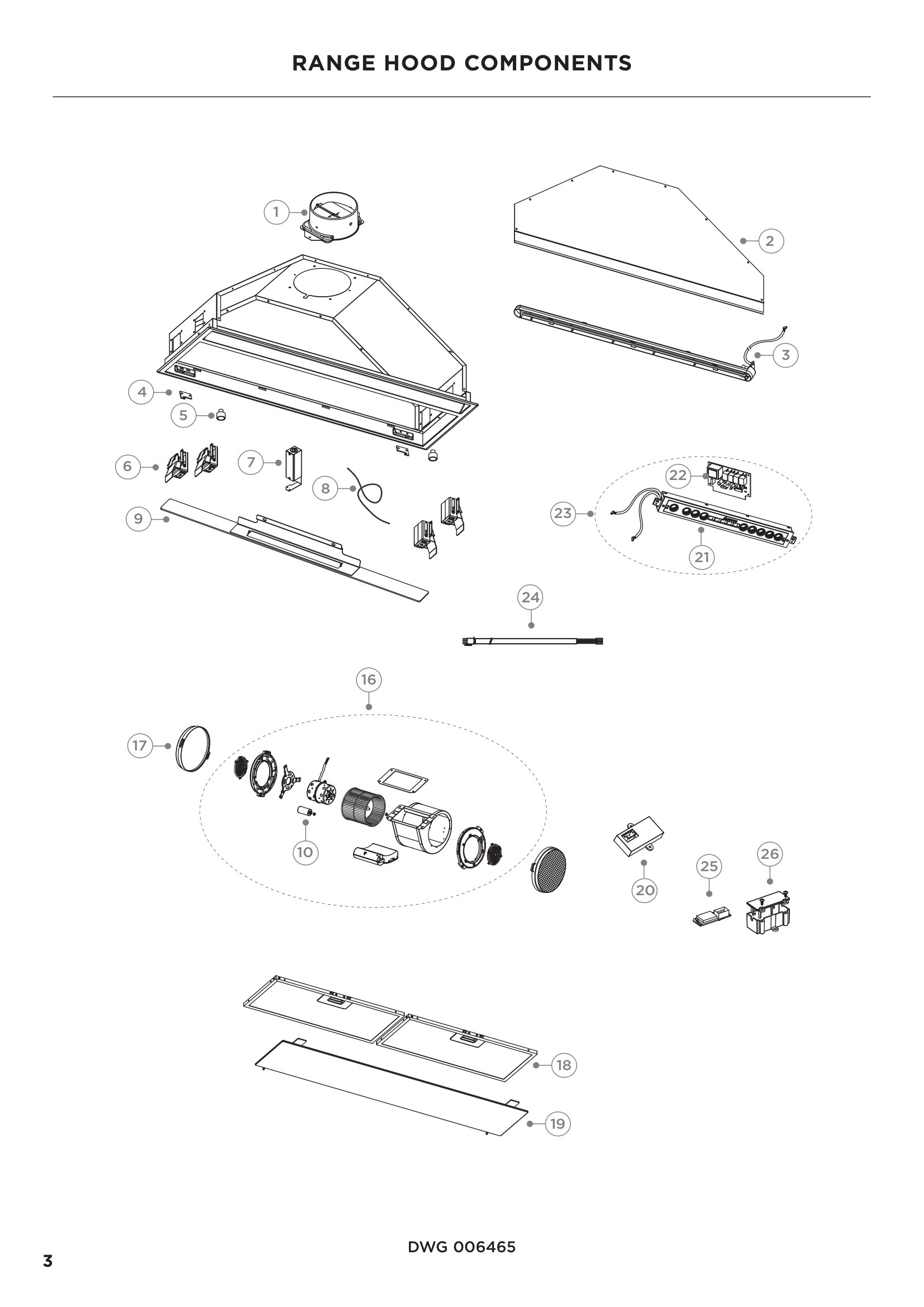 RANGE HOOD COMPONENTS