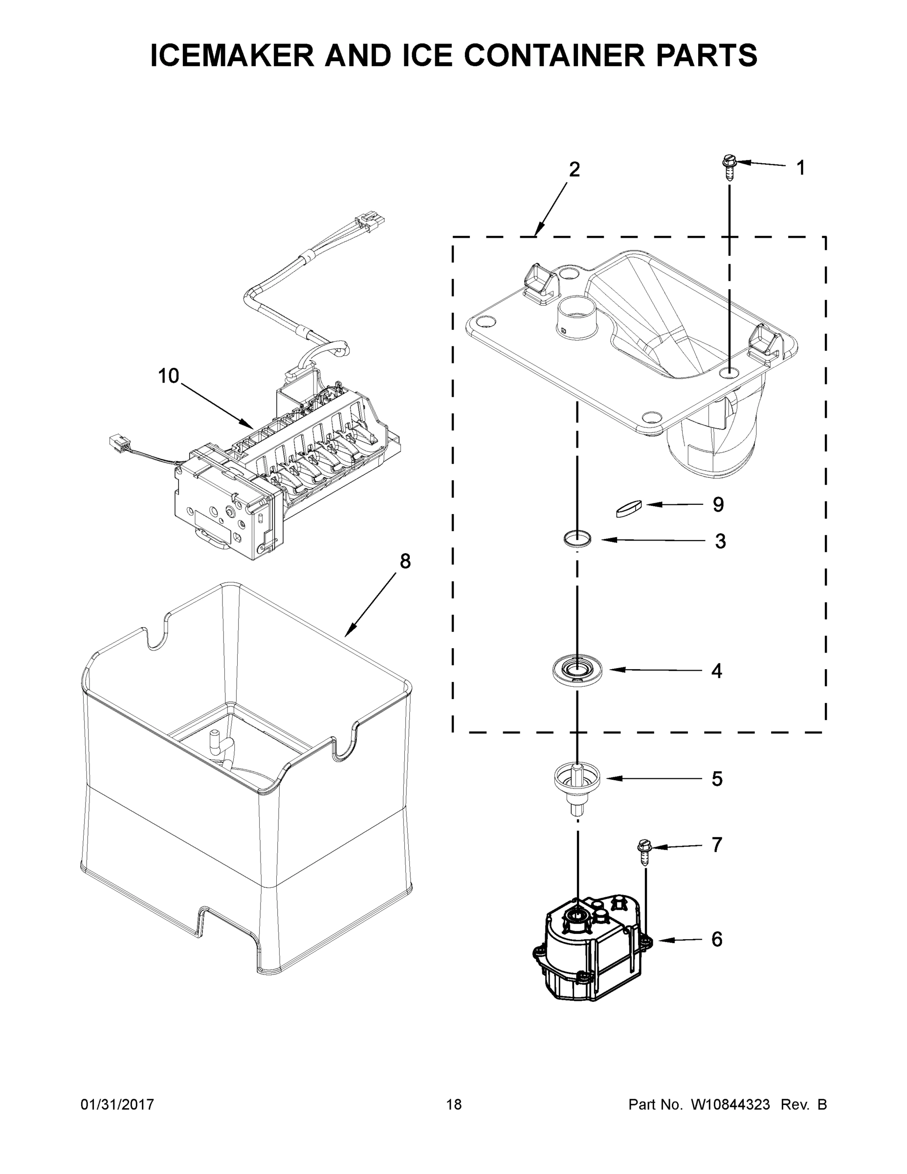 10 - ICEMAKER AND ICE CONTAINER PARTS