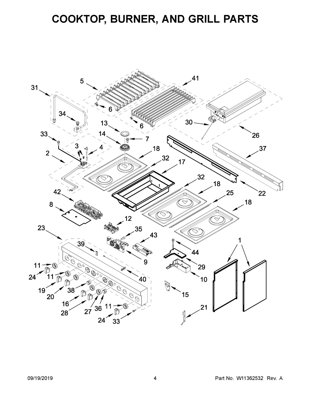 03 - COOKTOP, BURNER, AND GRILL PARTS