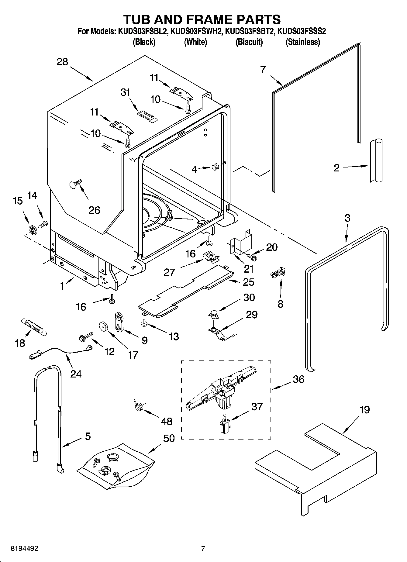 07 - TUB AND FRAME PARTS