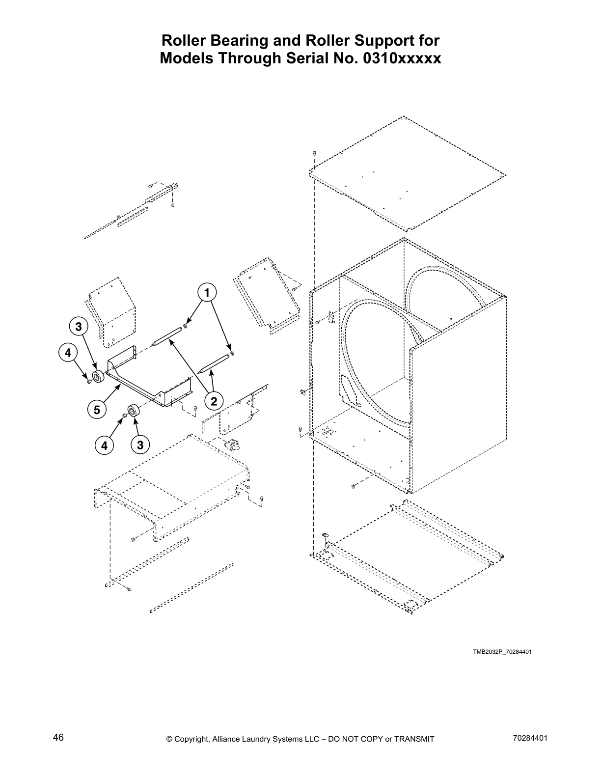 Roller Bearing and Roller Support for
Models Through Serial No. 0310xxxxx