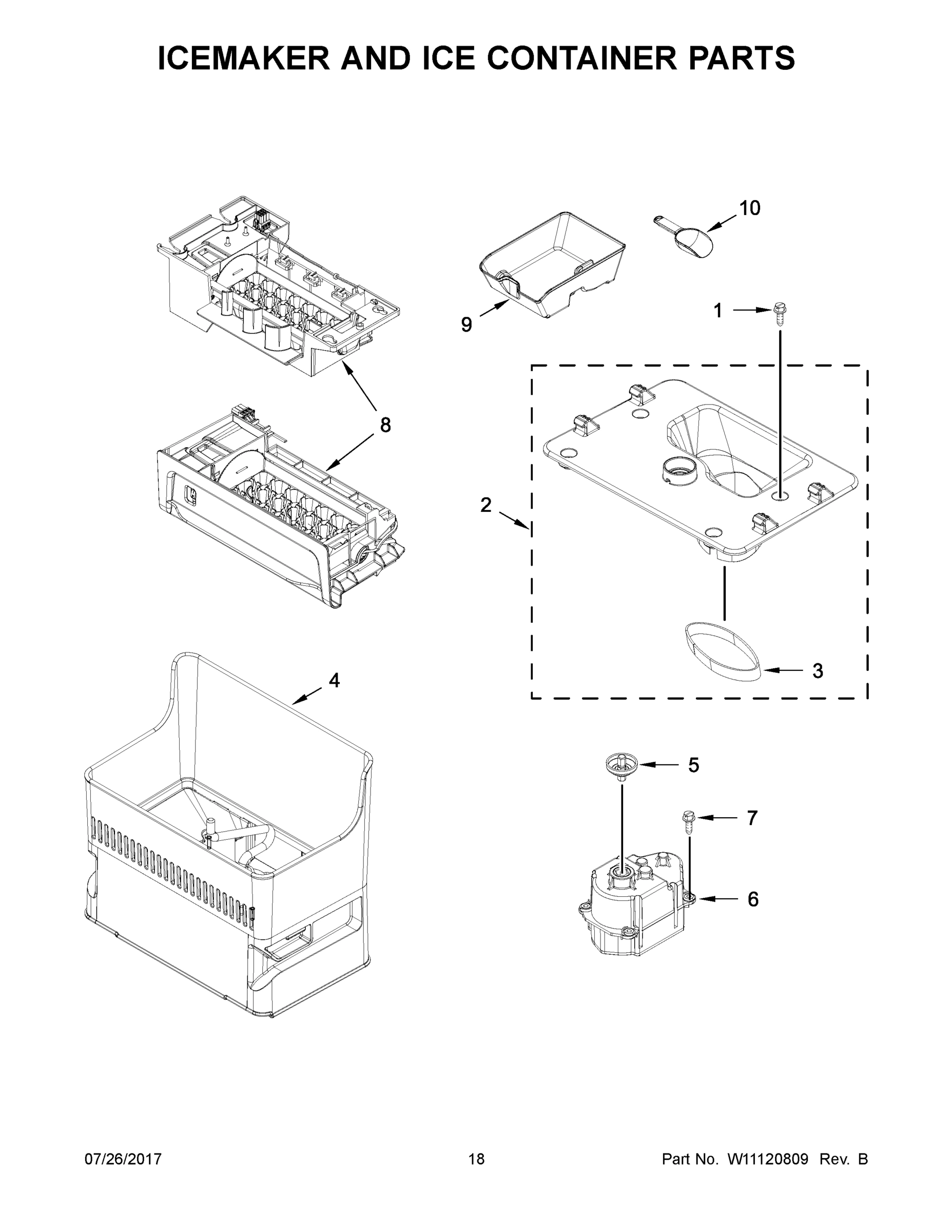 10 - ICEMAKER AND ICE CONTAINER PARTS