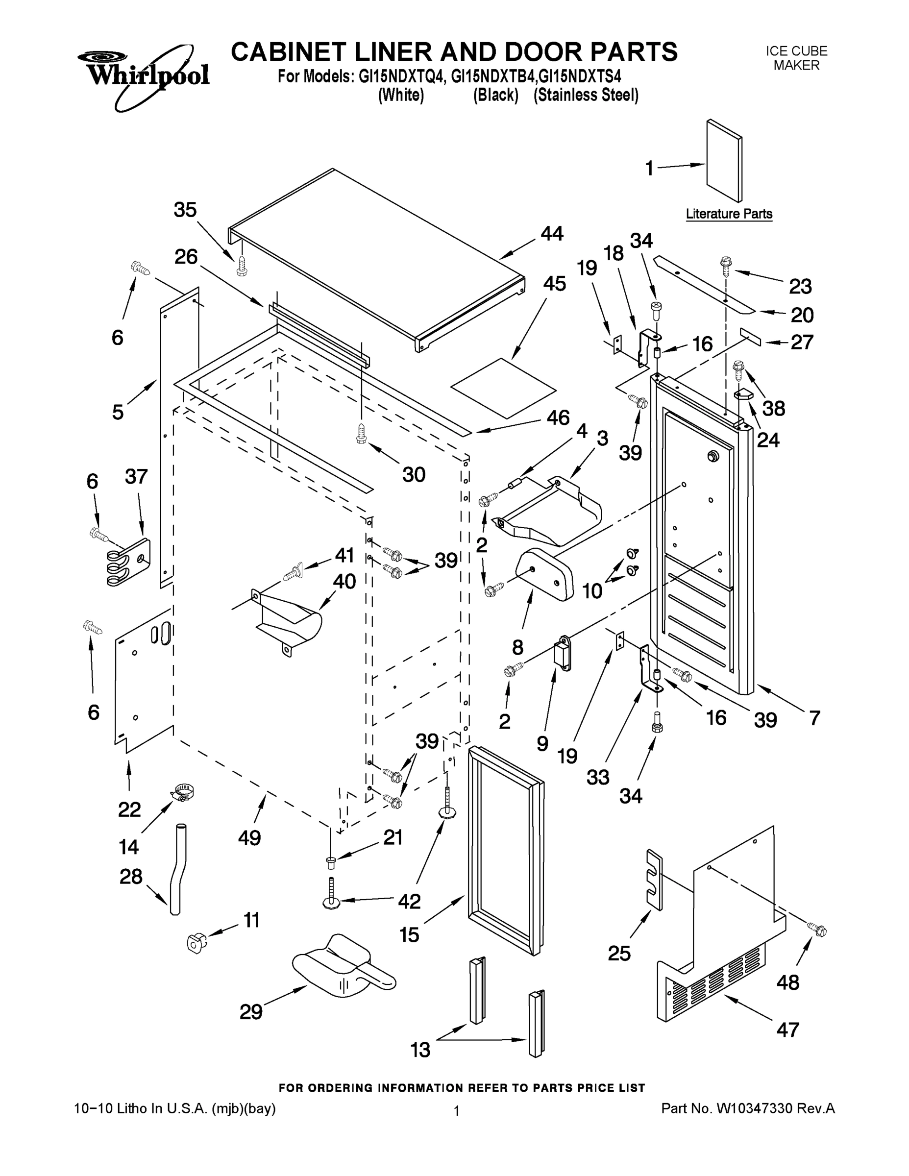 01 - CABINET LINER AND DOOR PARTS