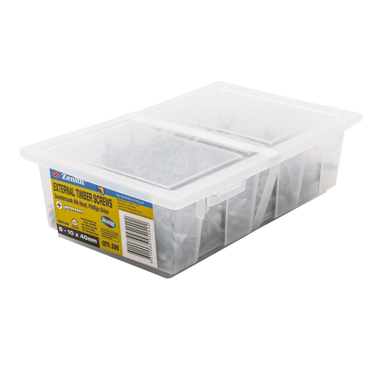ZENITH® 8G x 40mm Galvanised, Phillips Drive, Timber Screws – External Use – 500 Pack