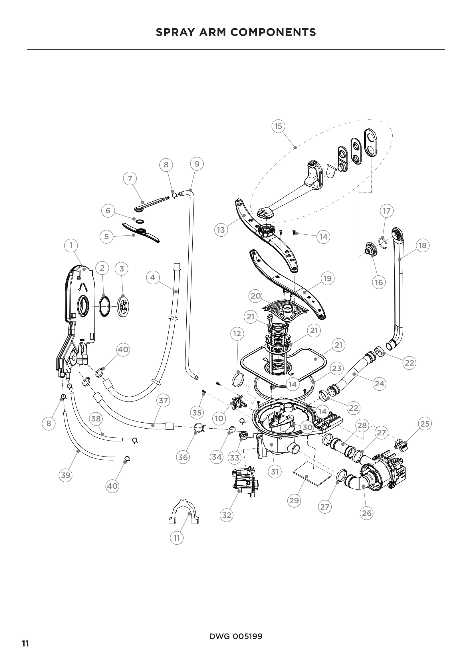 SPRAY ARM COMPONENTS
