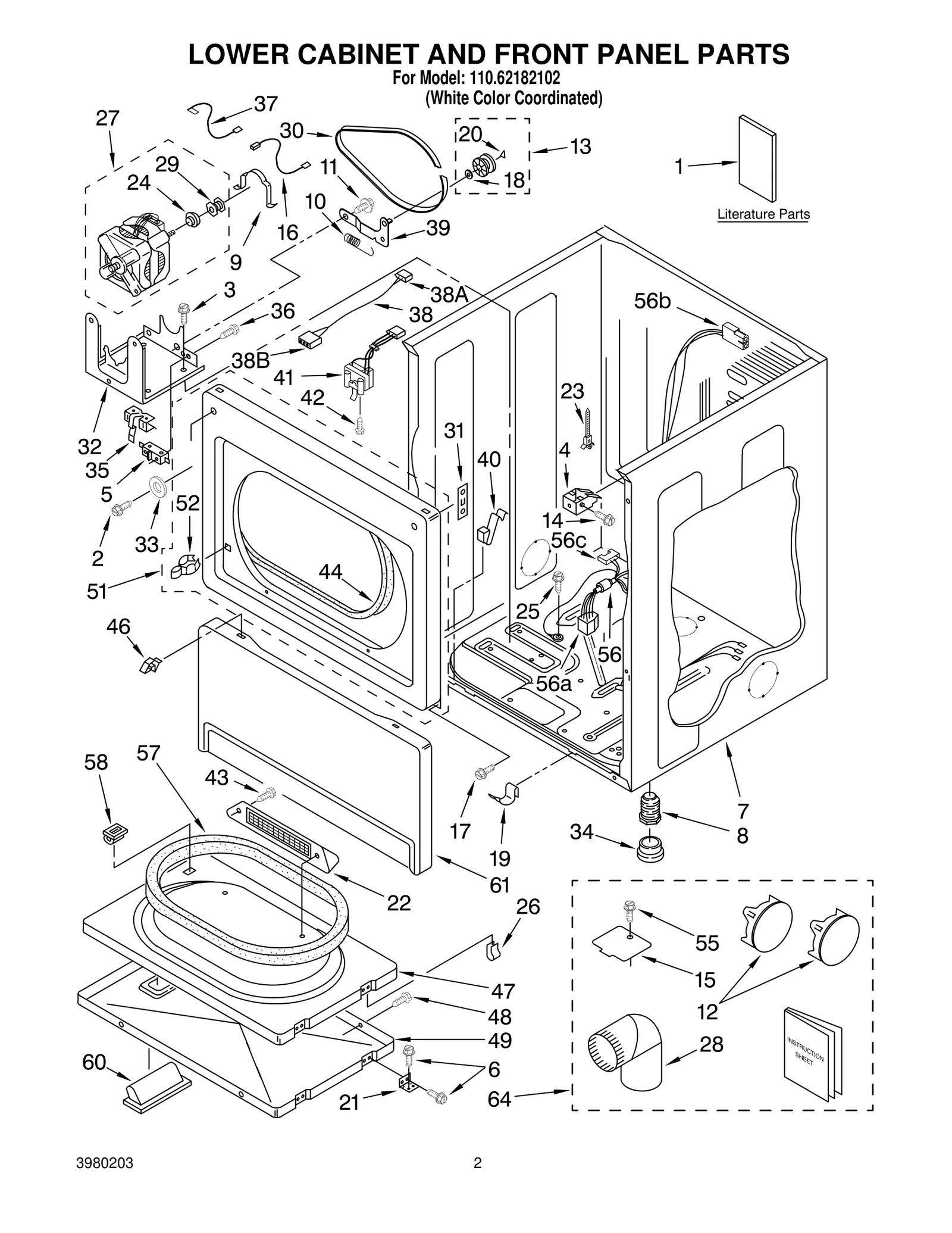 LOWER CABINET AND FRONT PANEL PARTS